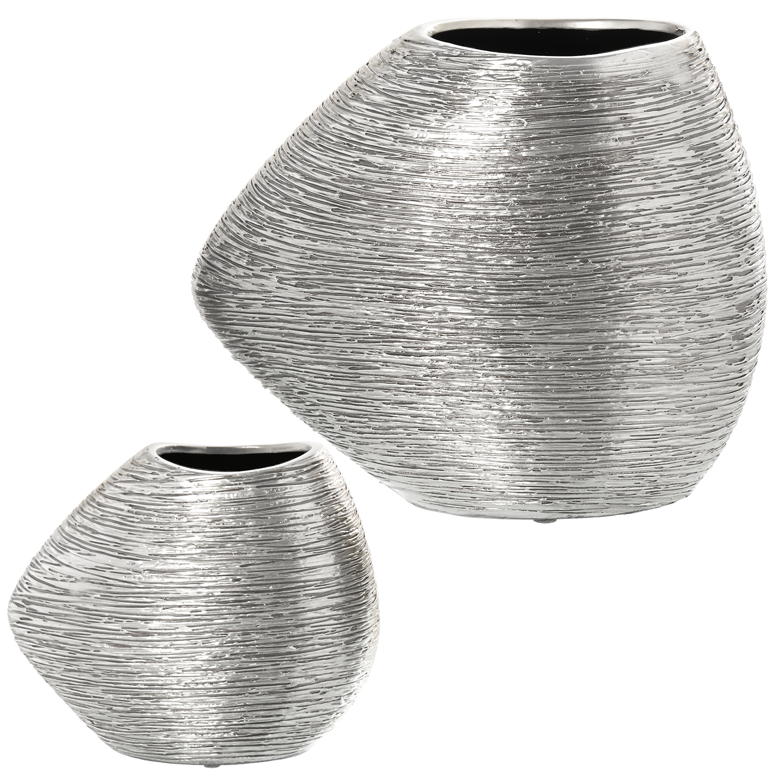 SET 2 JARRONES CERÁMICA PLATA