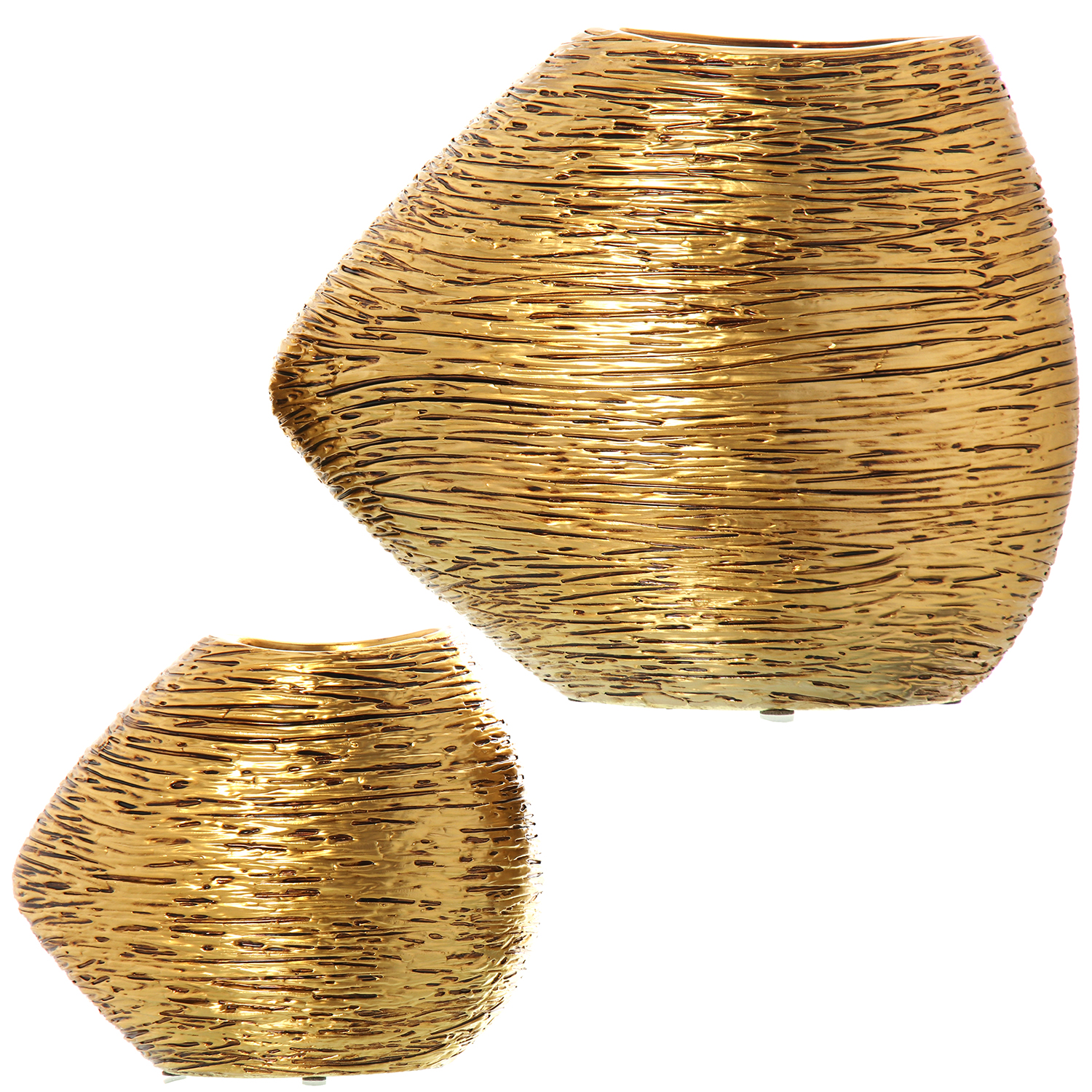 SET 2 JARRONES CERÁMICA ORO