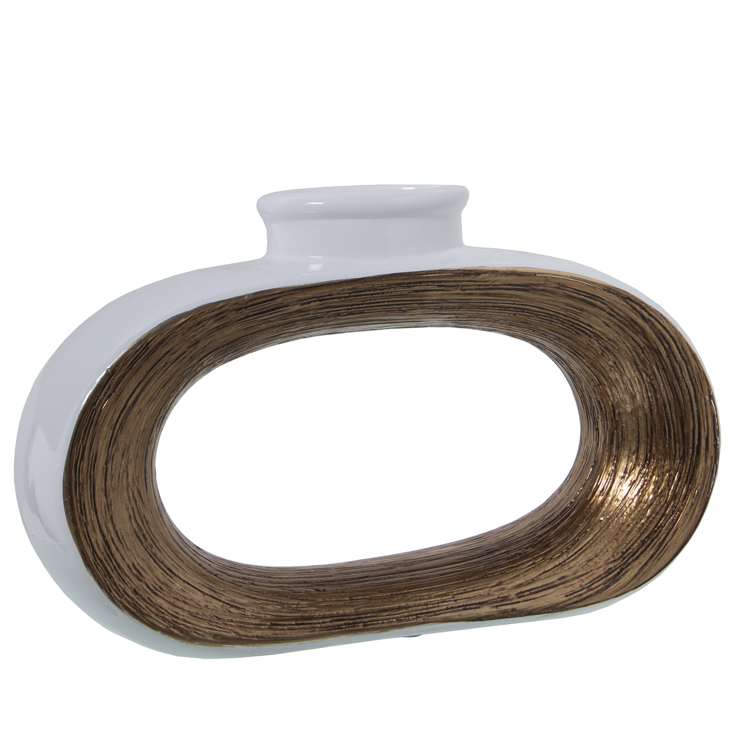 JARRÓN CERÁMICA 24CM BLANCO/ORO