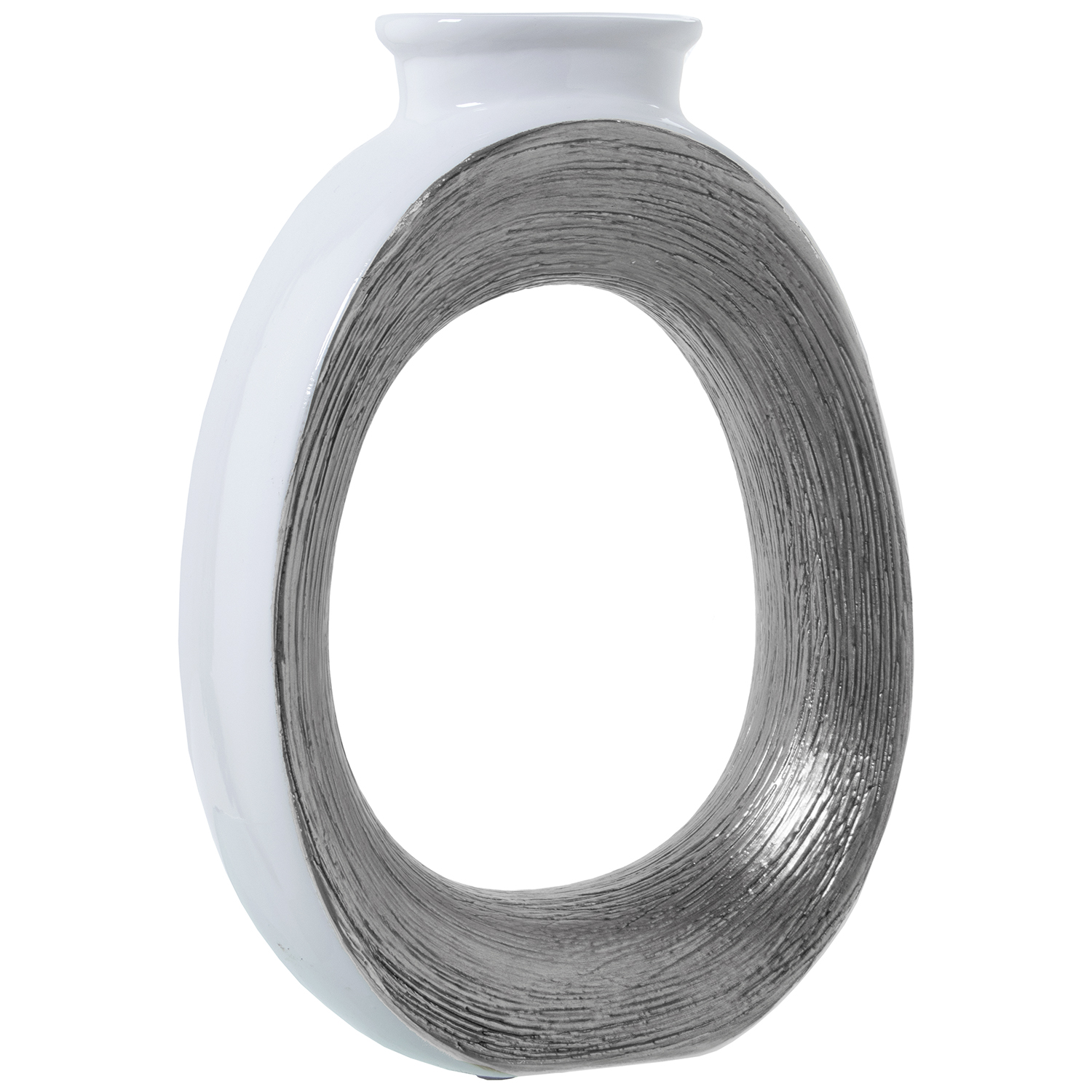 JARRÓN CERÁMICA 37CM BLANCO/PLO