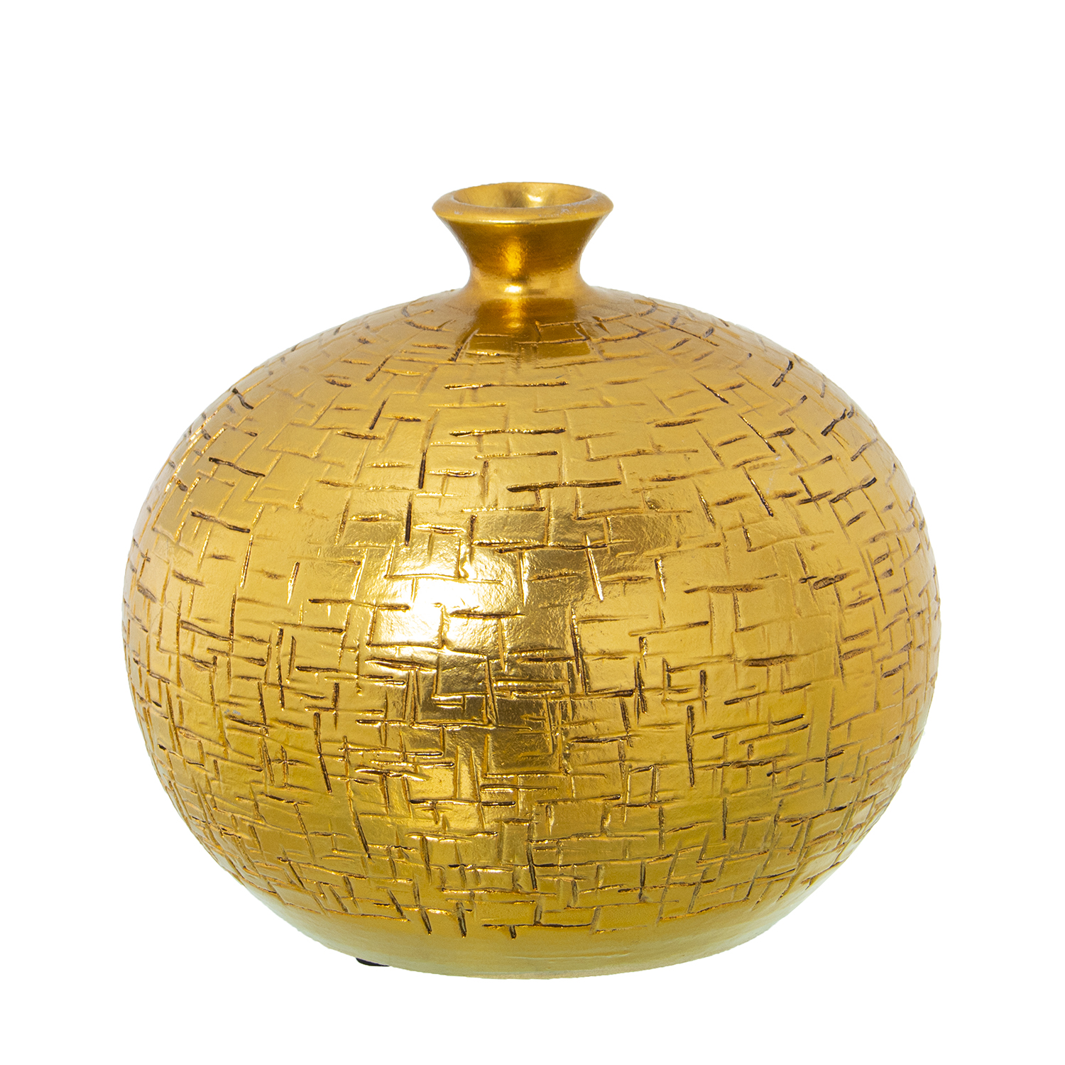 JARRÓN CERÁMICA ø20CM DORADO