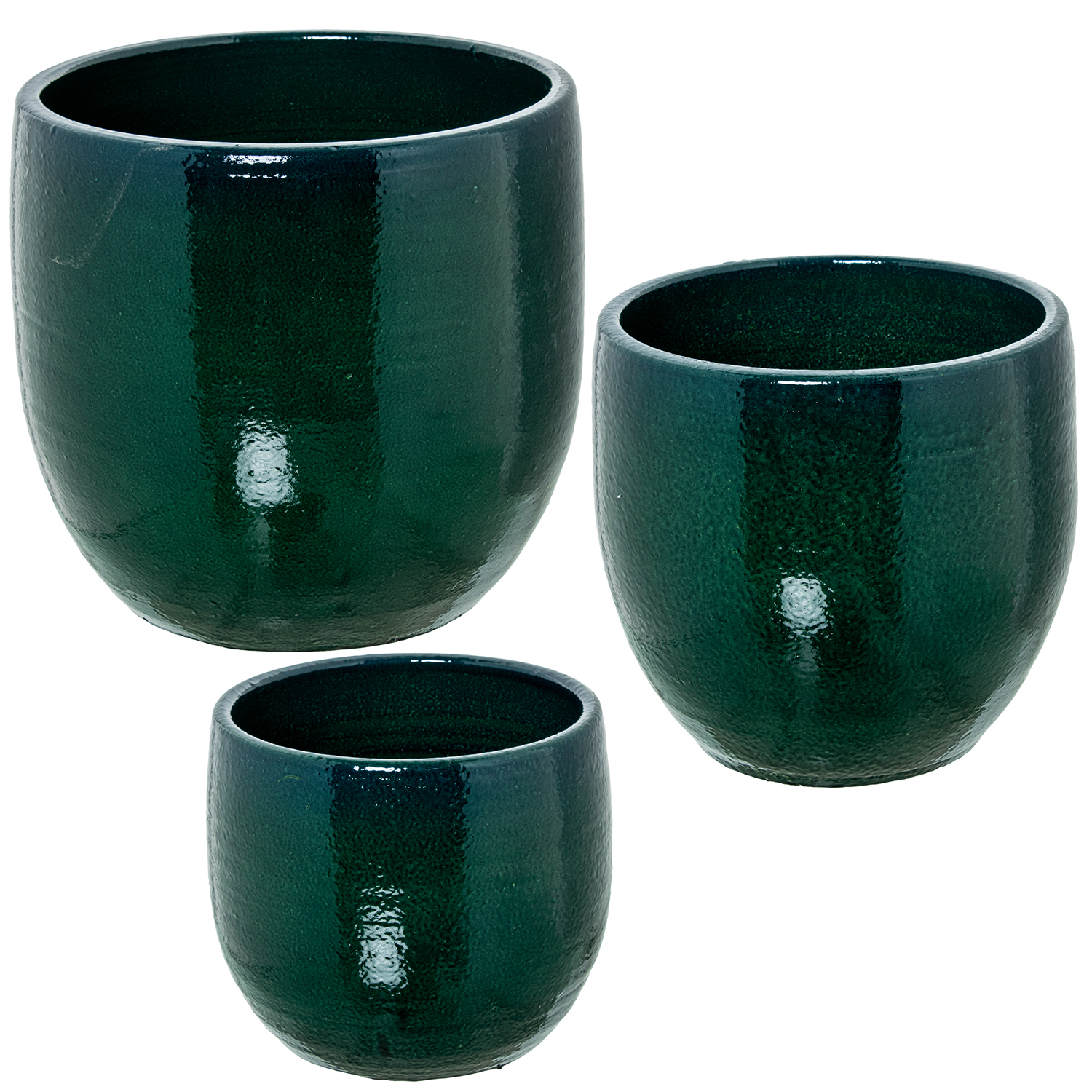 SET 3 MACETEROS CERÁMICA AZULN ENVEJECIDO