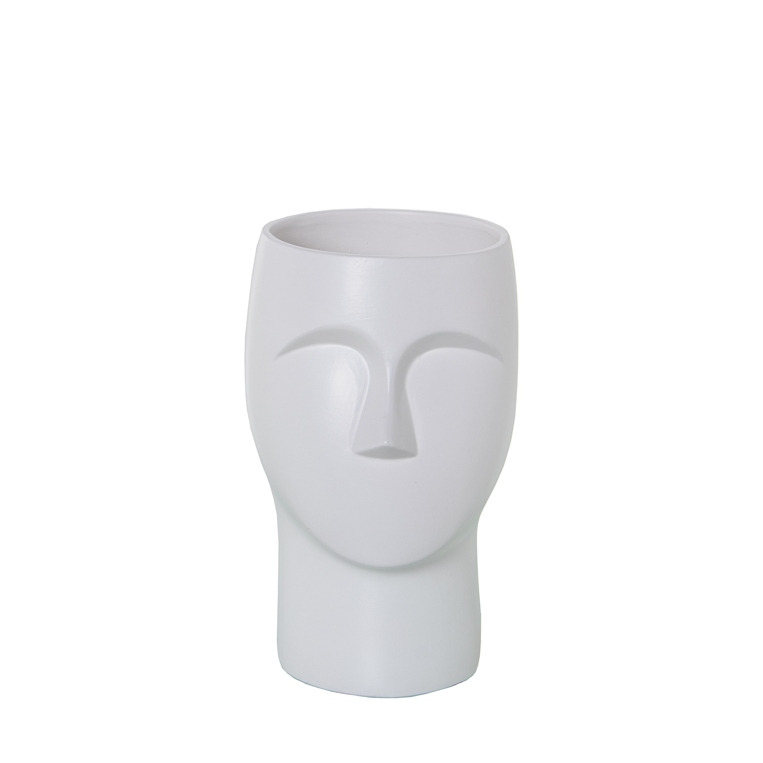 JARRÓN CERÁMICA 24CM ROSTRO BLANCO MATE