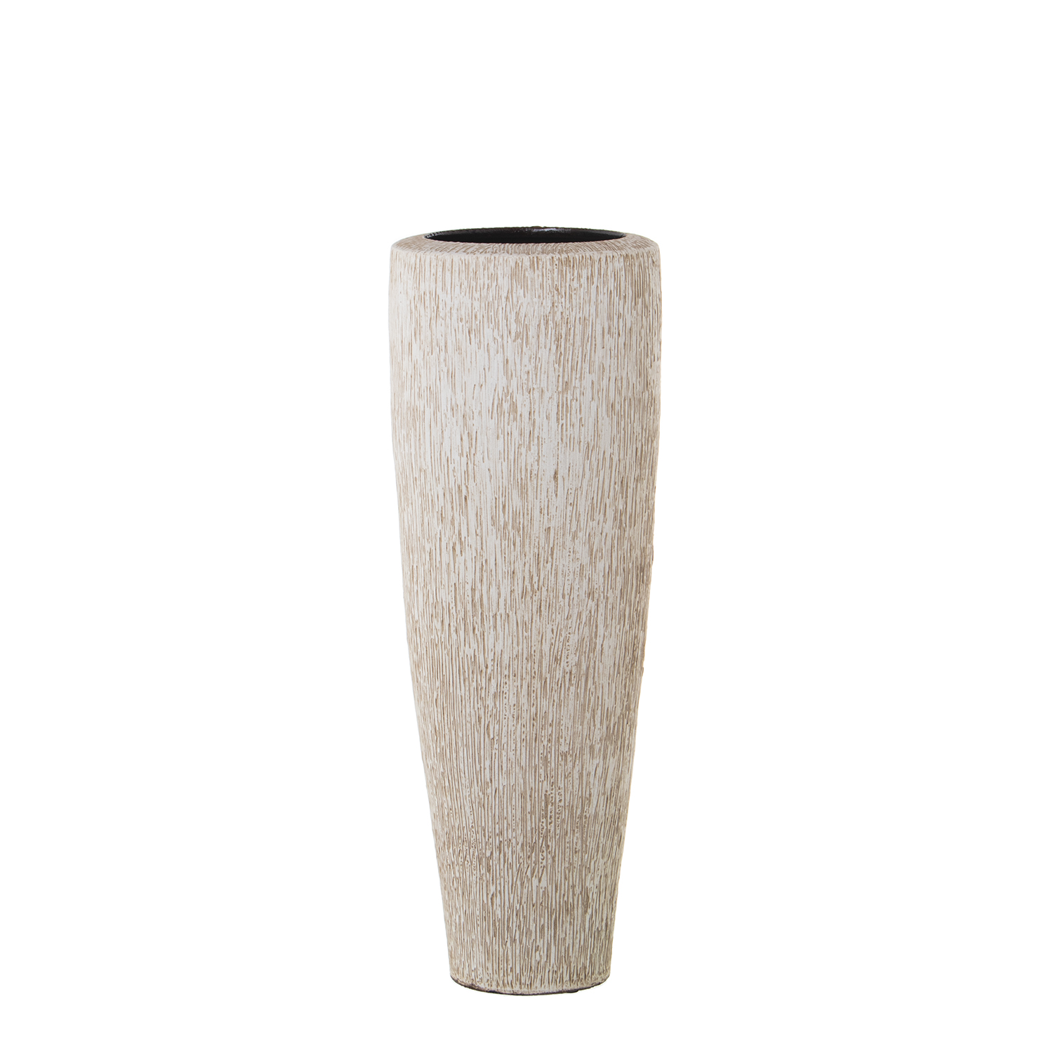 JARRÓN CERÁMICA 60CM BLANCO RAYADO BEIGE