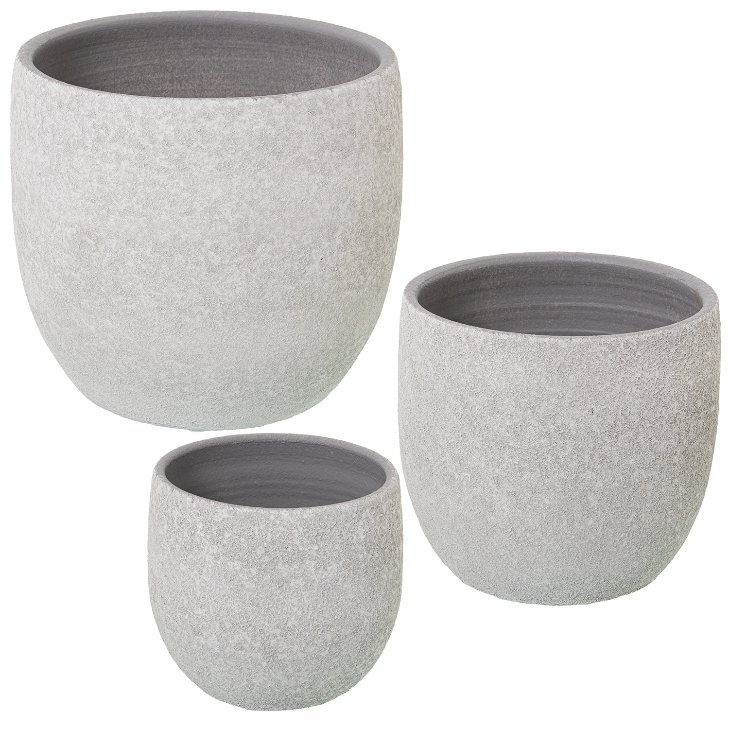 SET 3 MACETEROS CERÁMICA BLANCLO