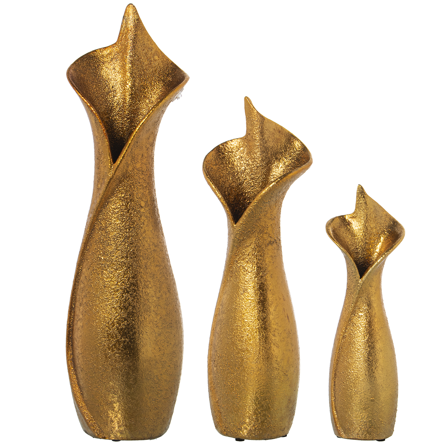 SET 3 JARRONES CERÁMICA OROUELADO/PLATA