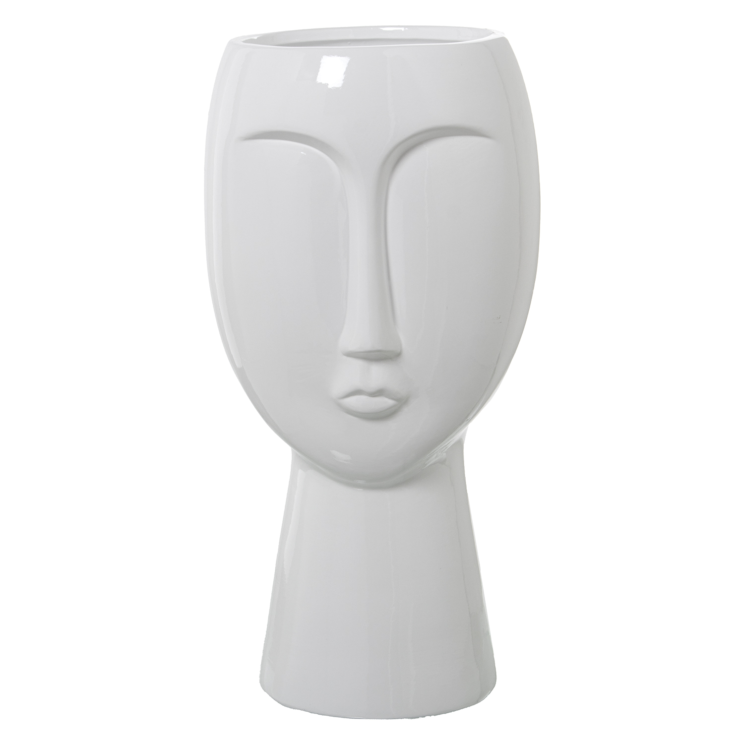 JARRÓN ROSTRO CERÁMICA BLANCOBRILLO
