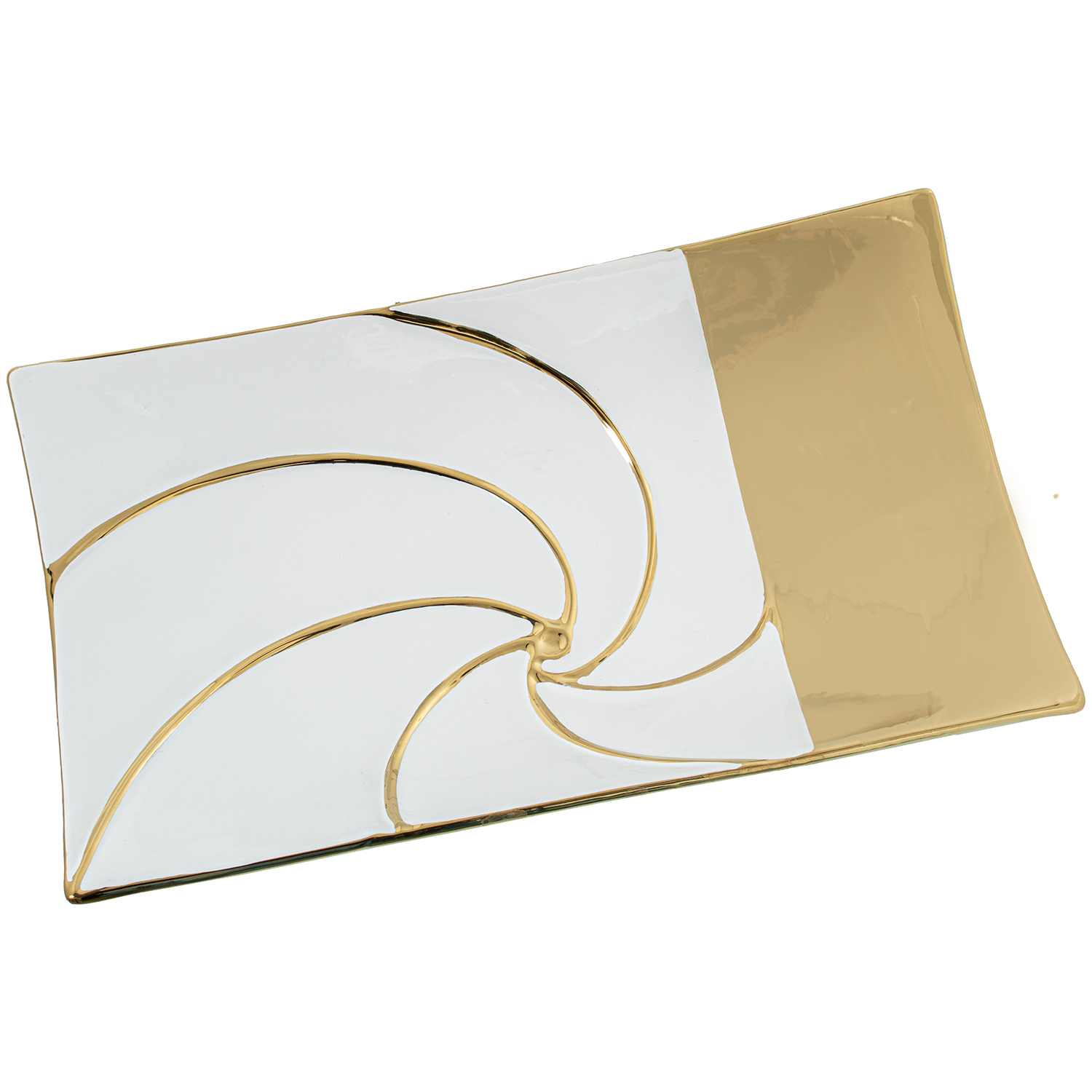 CENTRO RECTANGULAR CERAMICA BLILLO/ORO
