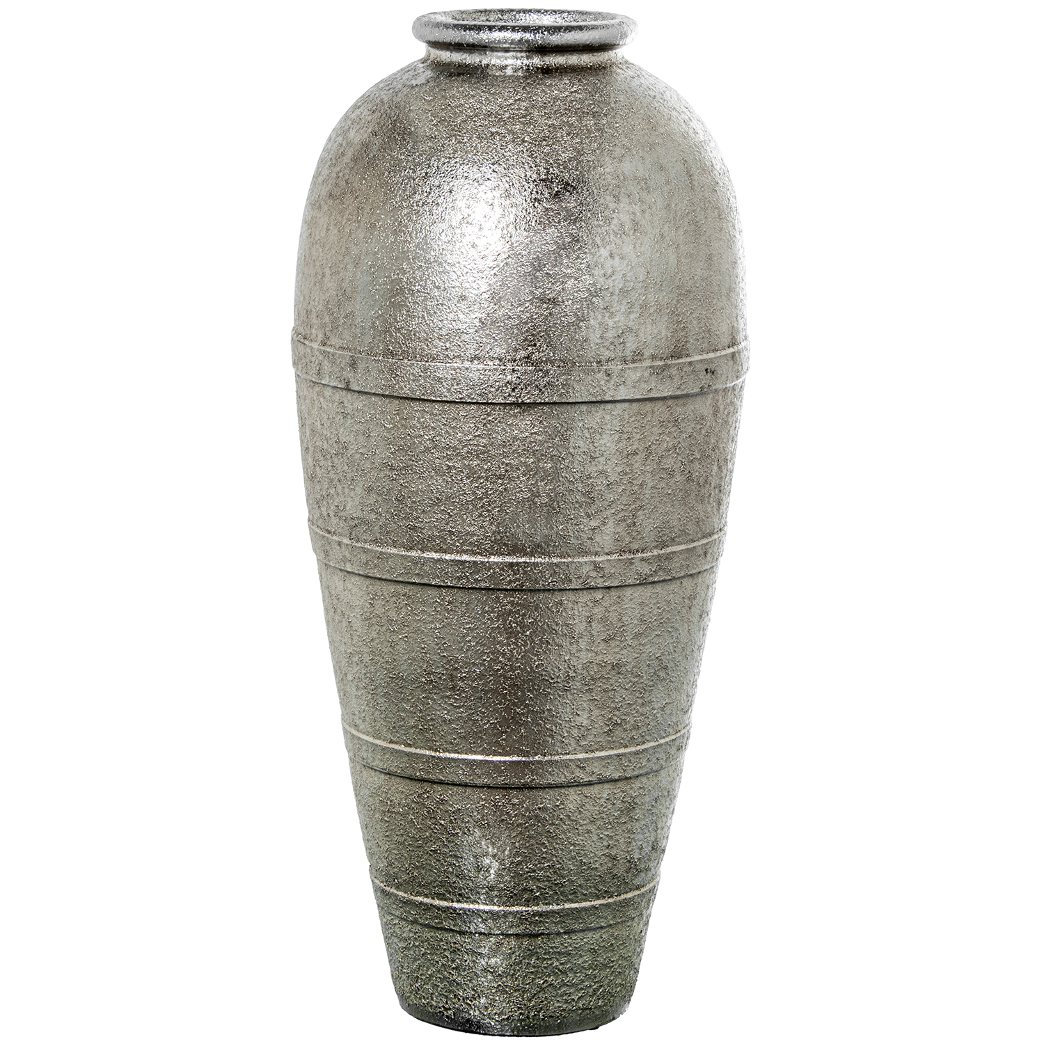 JARRÓN CERÁMICA 80CM PLATEADO DE HAYA, COJÍN PU