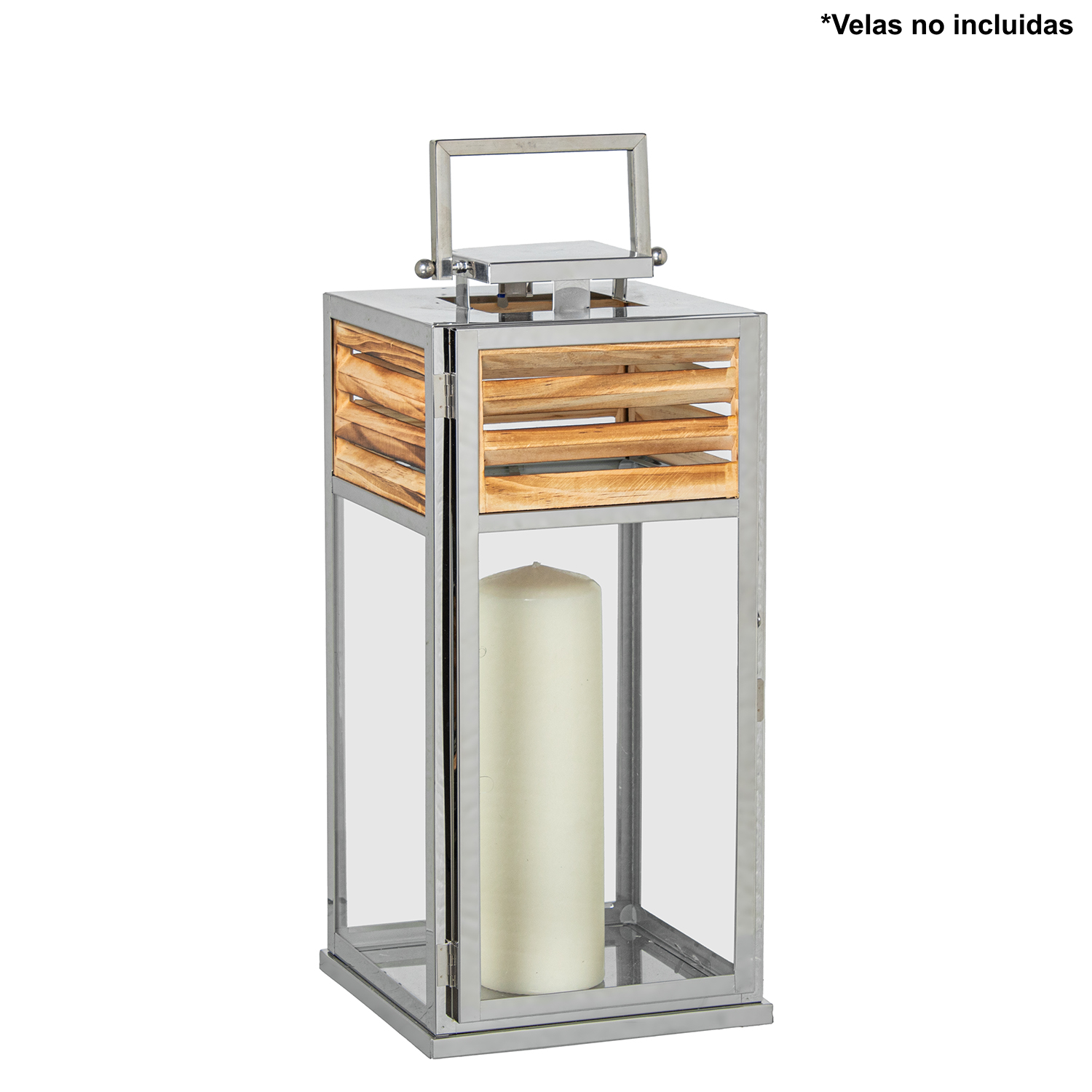 FAROL PORTAVELAS 44CM METAL CR NEGRO