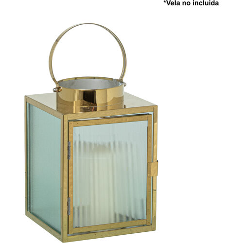 FAROL PORTAVELAS 20CM METAL CR CROMADO DORADO