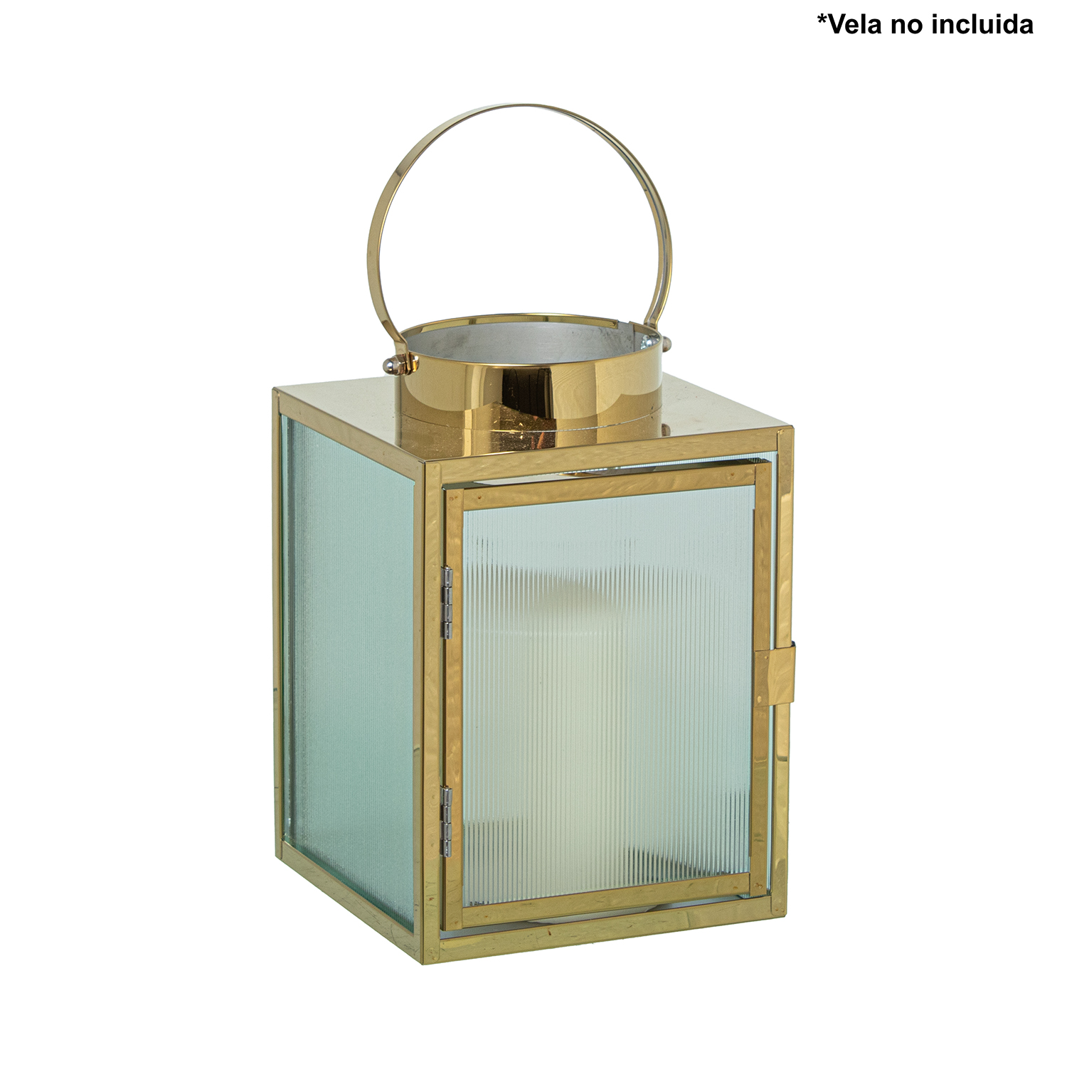 FAROL PORTAVELAS 20CM METAL CR CROMADO DORADO