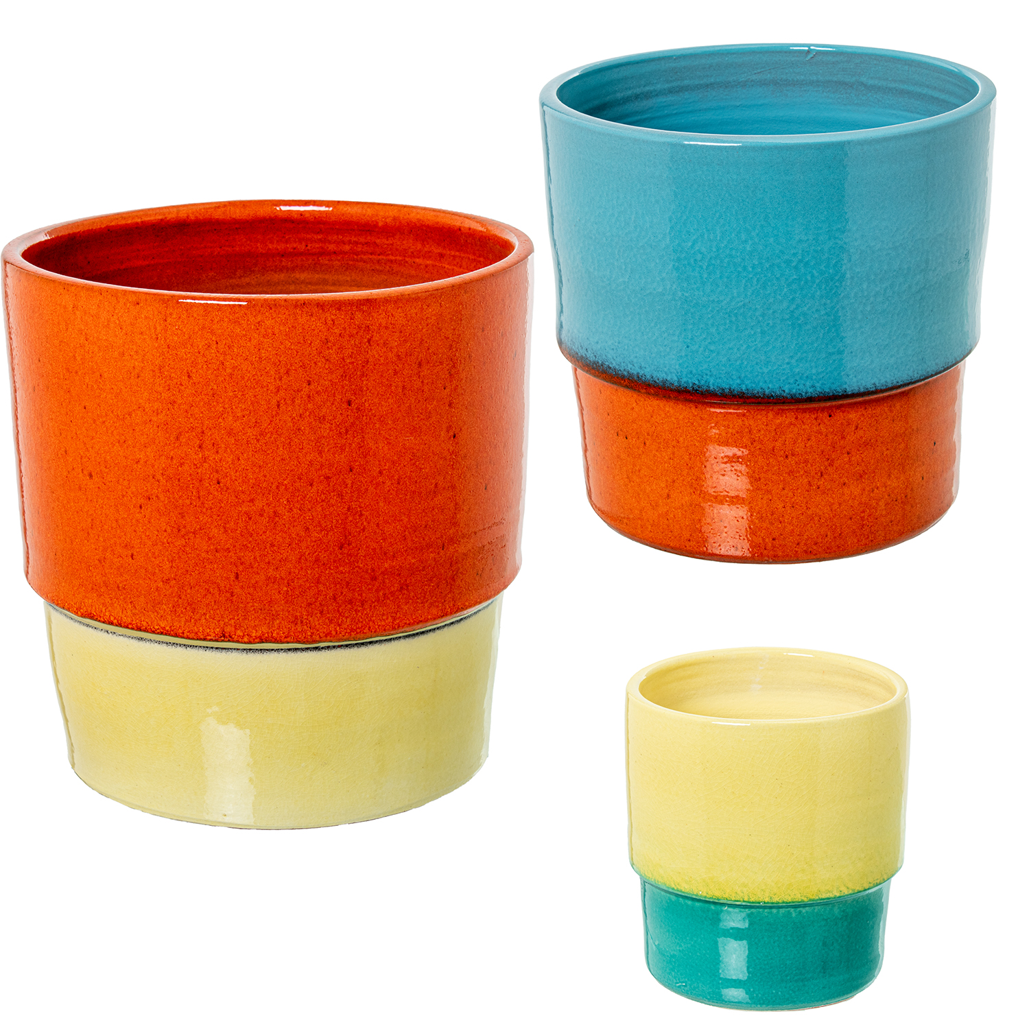 SET 3 MACETEROS CERAMICA BICOLLO