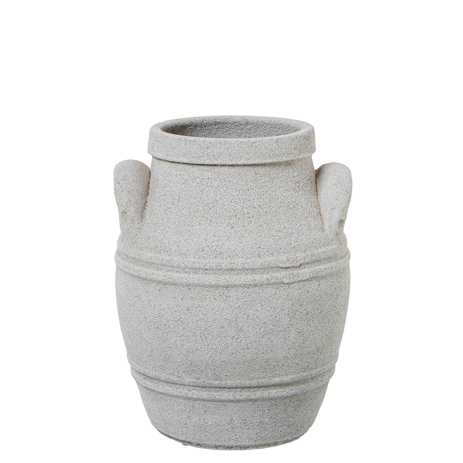 JARRÓN CERÁMICA C/ASAS 30CM GRIS ARENA
