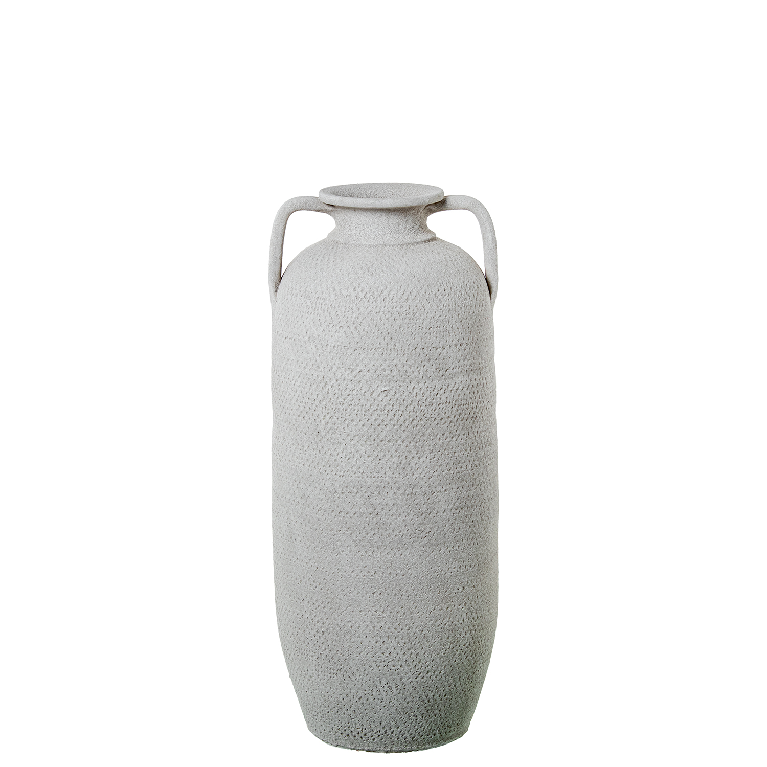 JARRÓN CERÁMICA C/ASAS 60CM BLANCO ARENA