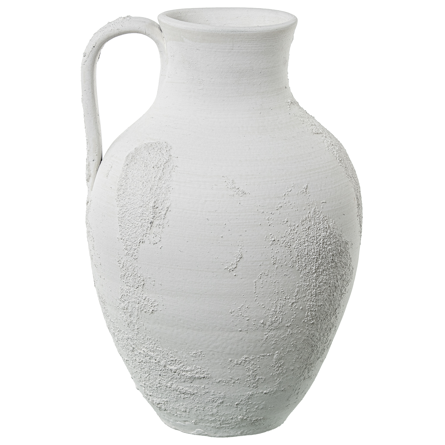 JARRÓN CERÁMICA C/ASA 39CM BLANCO/GRIS RÚSTICO