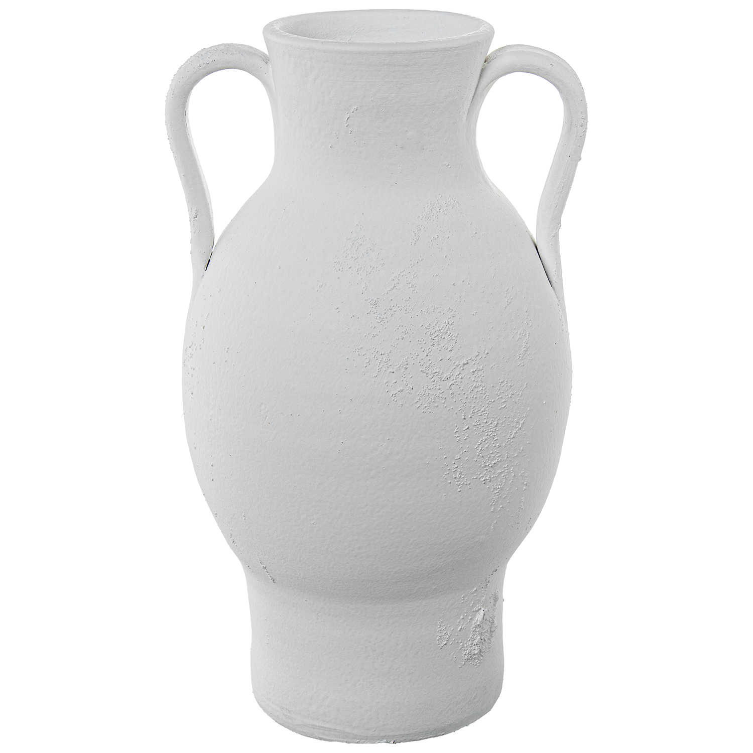 JARRÓN CERÁMICA C/ASAS 40CM BLANCO ARENA RÚSTICA