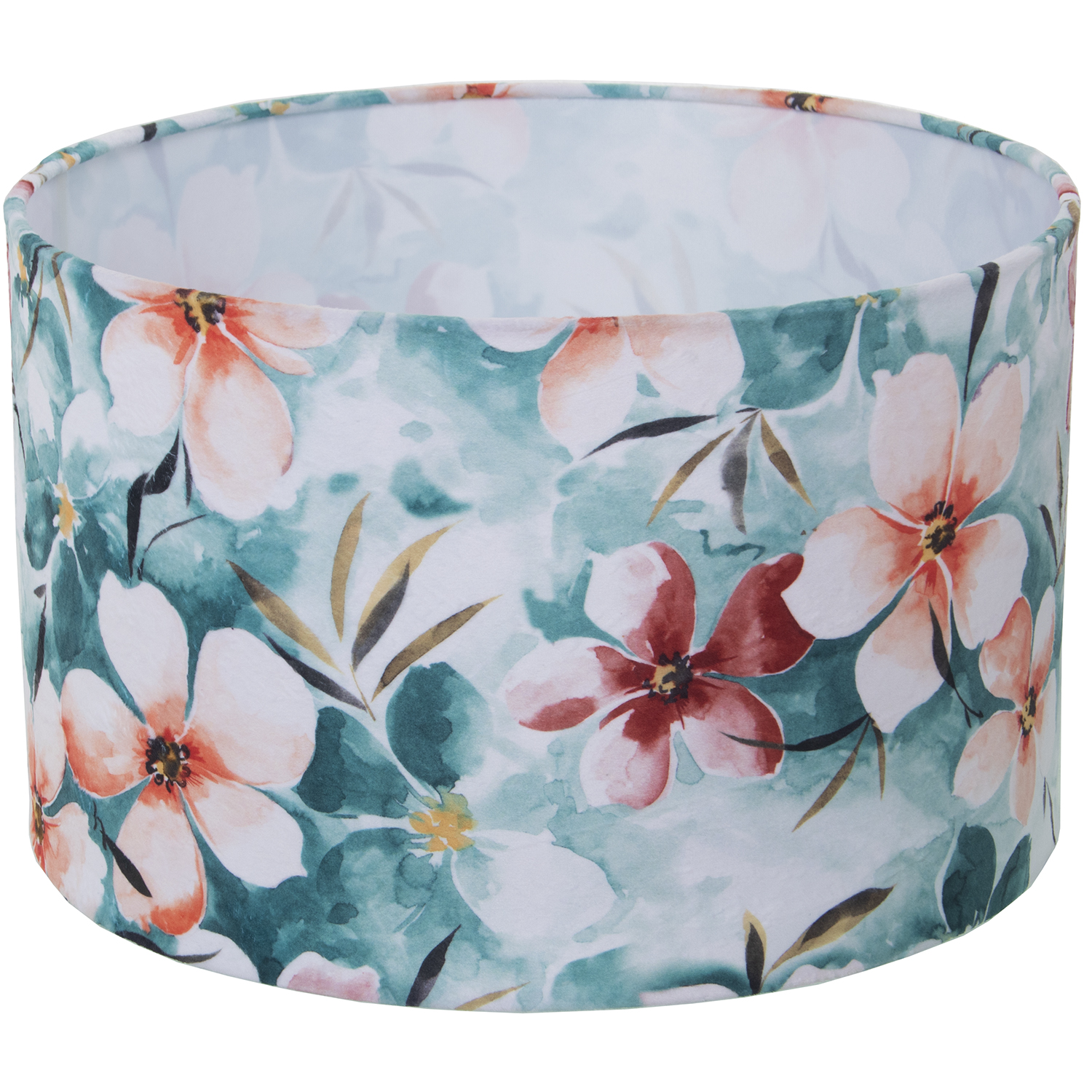 PANTALLA CILÍNDRICA ESTAMPADATERCIOPELO FLORES