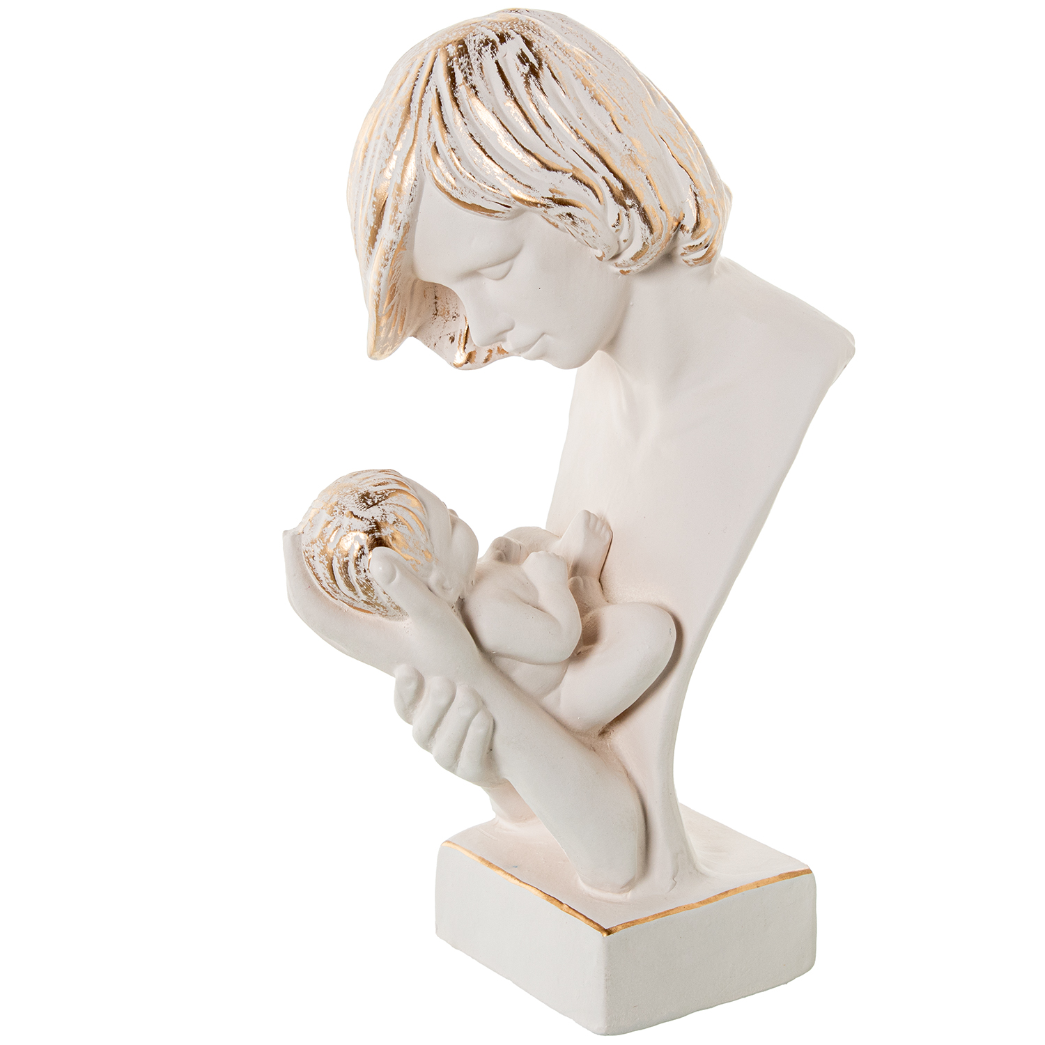 FIGURA CERÁMICA MUJER C/BEBÉ CCABELLO CREMA