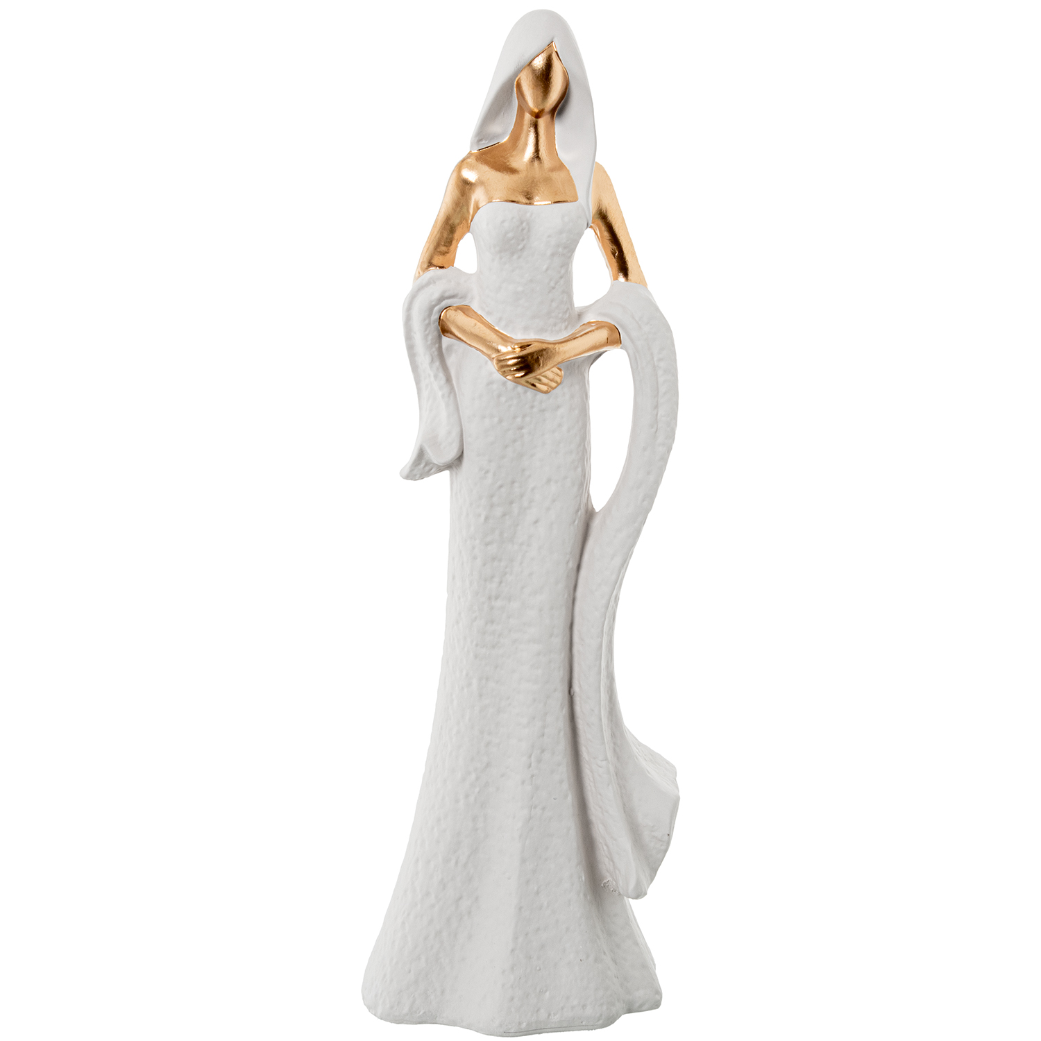 FIGURA CERÁMICA MUJER C/CHAL BLANCO/ORO