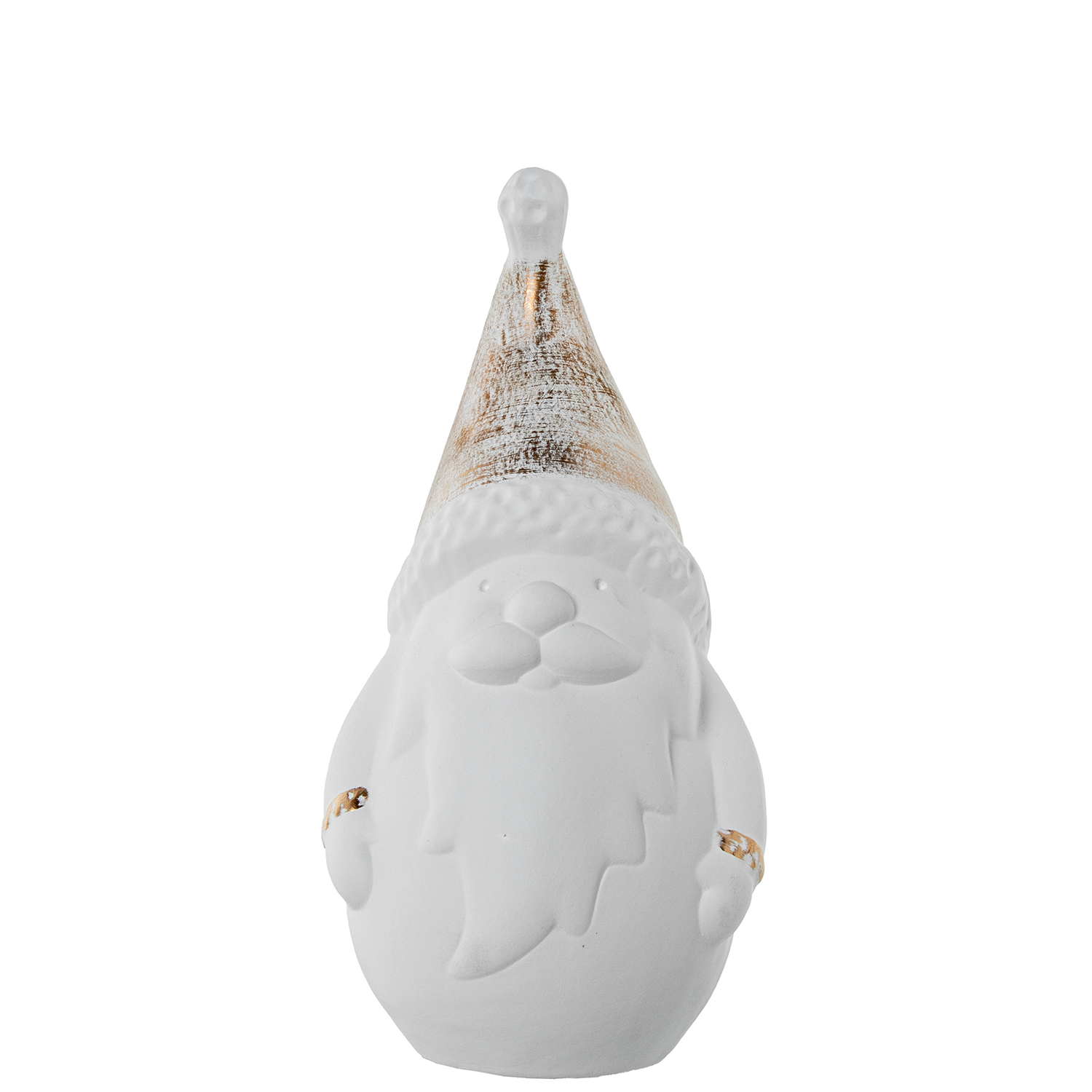 FIGURA CERÁMICA PAPÁ NOEL 33CM BLANCO/ORO