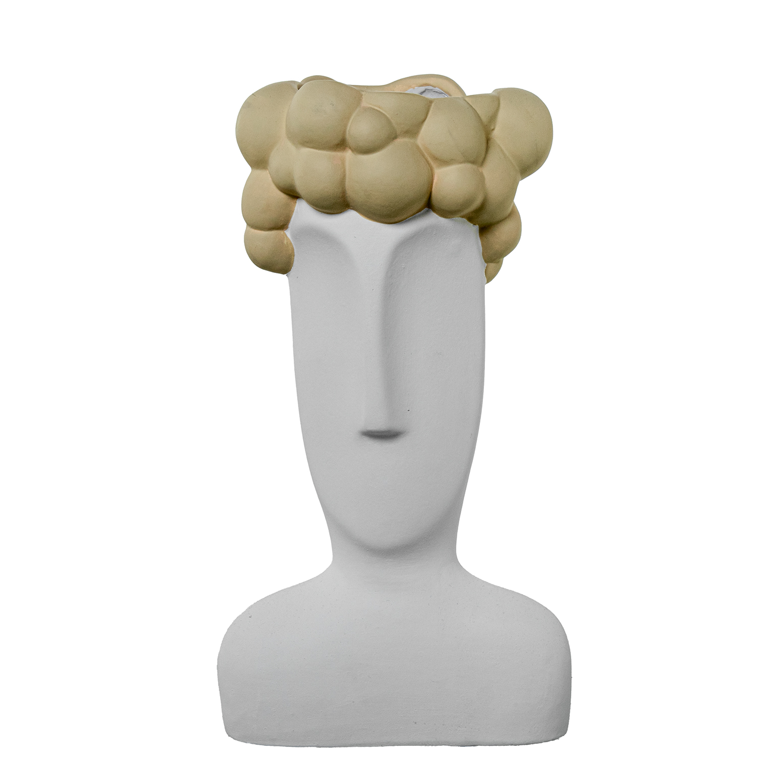 JARRÓN CERÁMICA BUSTO 34CM BLANCO/CREMA