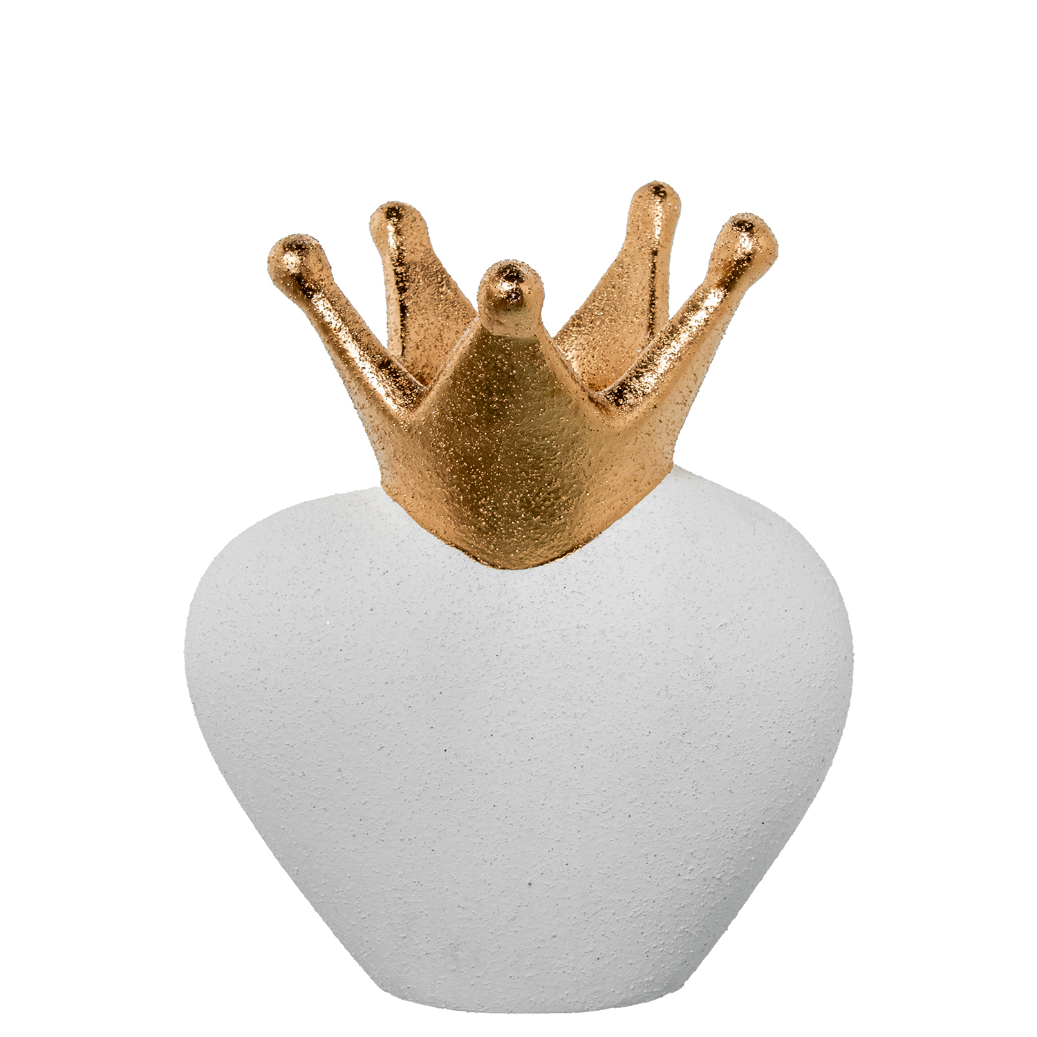 FIGURA CERÁMICA CORAZÓN C/CORONA 32CM BLANCO/ORO