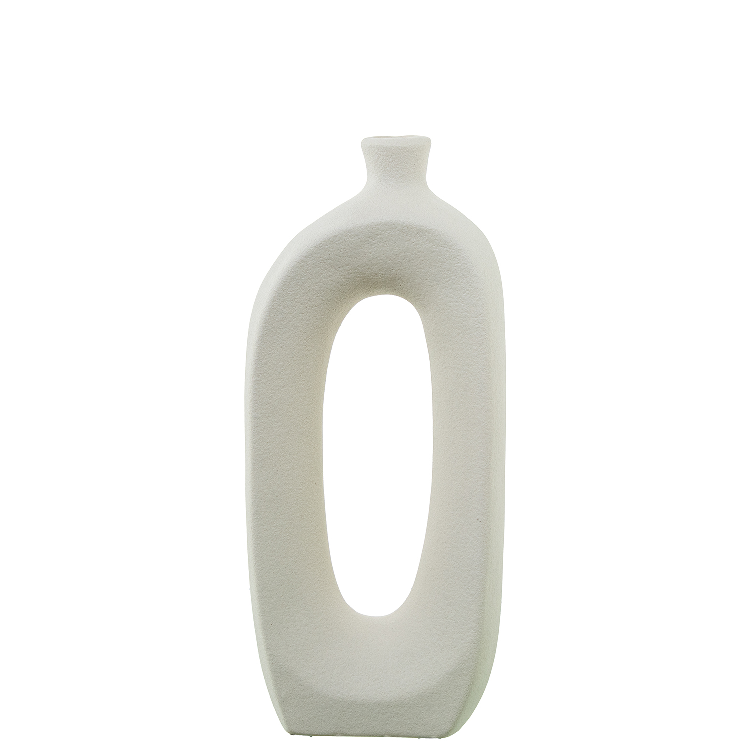 JARRON CERAMICA AGUJERO 26CM CREMA