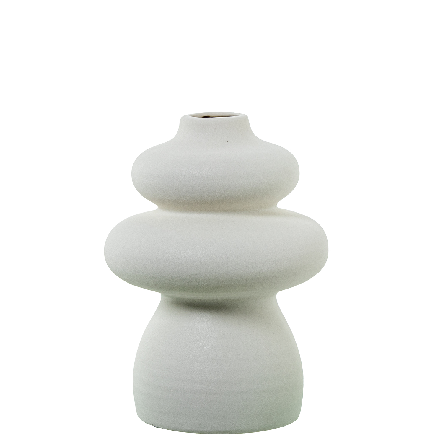 JARRON CERAMICA ABSTRACTO 25CM CREMA RUGOSA