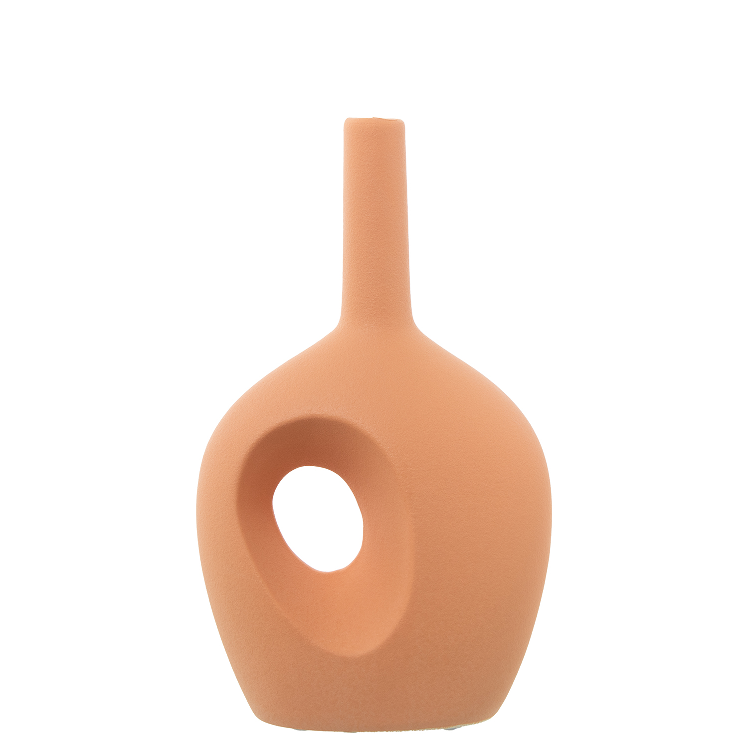 JARRON CERAMICA AGUJERO 31CM MARRON TEJA