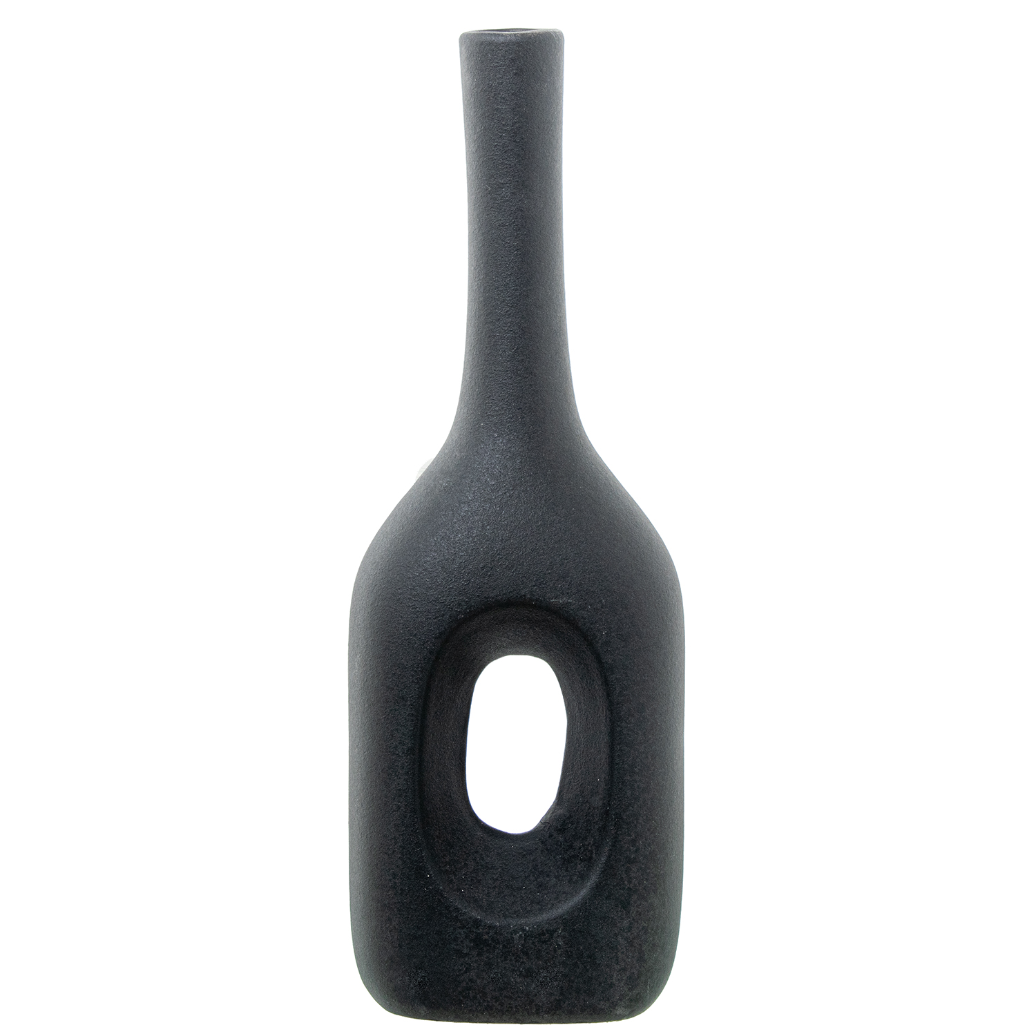 JARRÓN CERAMICA AGUJERO 33CM NEGRO