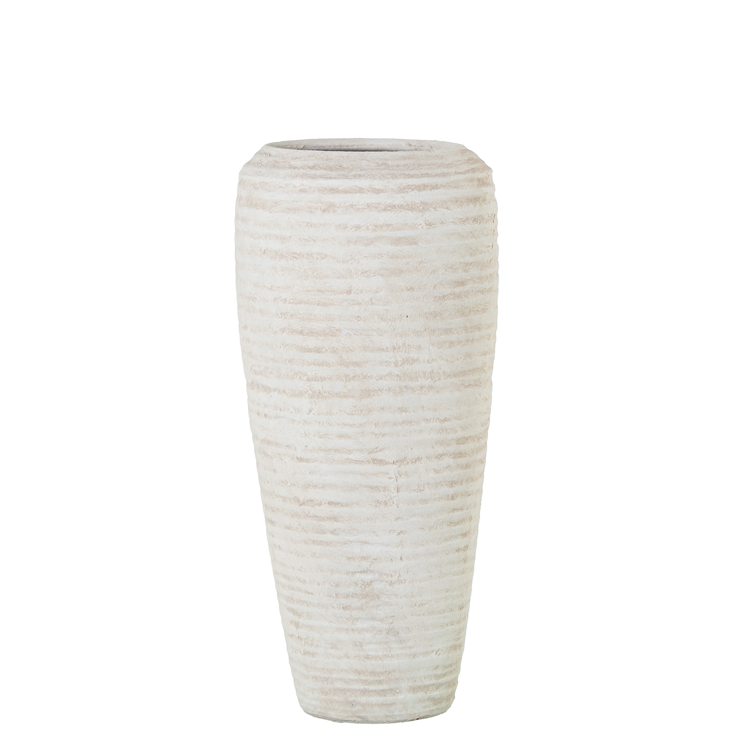 JARRÓN CERÁMICA 60CM BEIGE ARENA ONDULADO