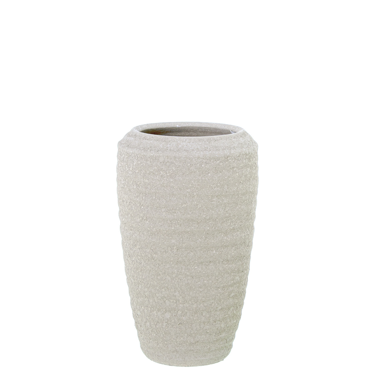JARRÓN CERÁMICA 30CM BEIGE ARENA ONDULADO