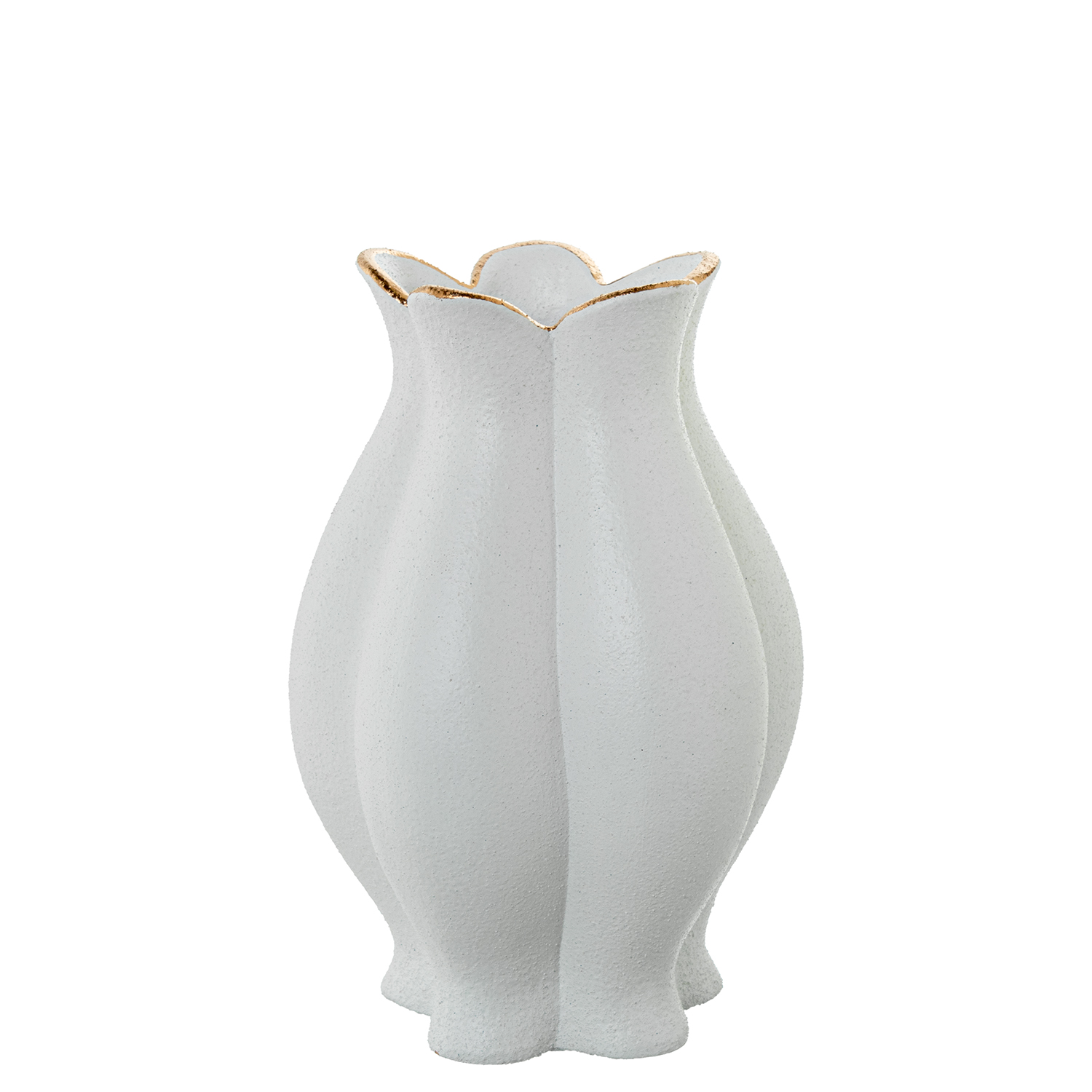 JARRÓN CERÁMICA 30CM BLANCO FILO DORADO