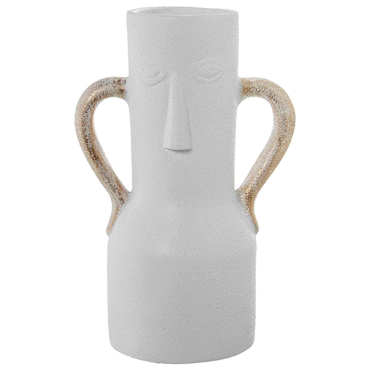 JARRÓN CERÁMICA 38CM BLANCO ROLO DORADO