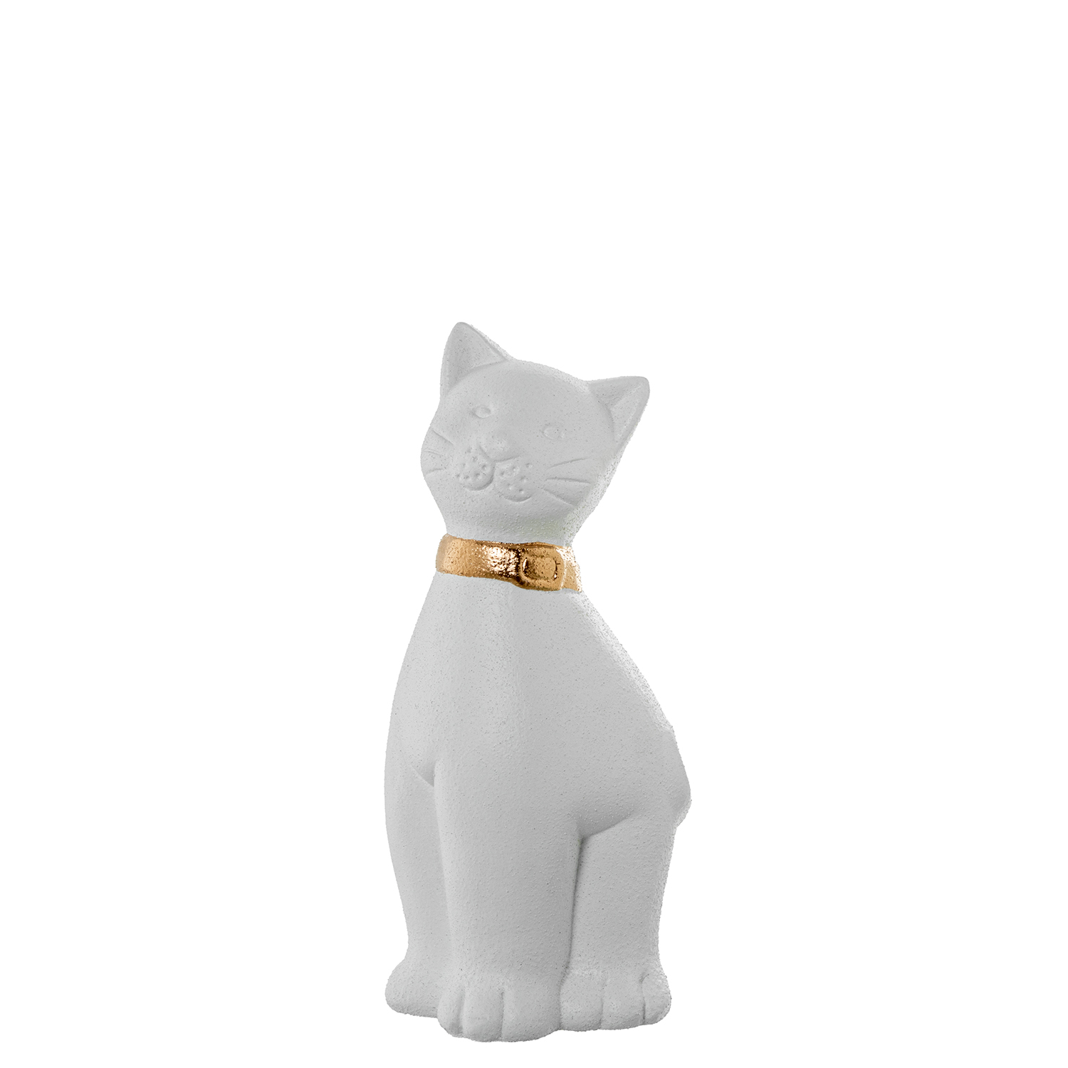 FIGURA CERÁMICA GATO 37CM BLANCO/DORADO