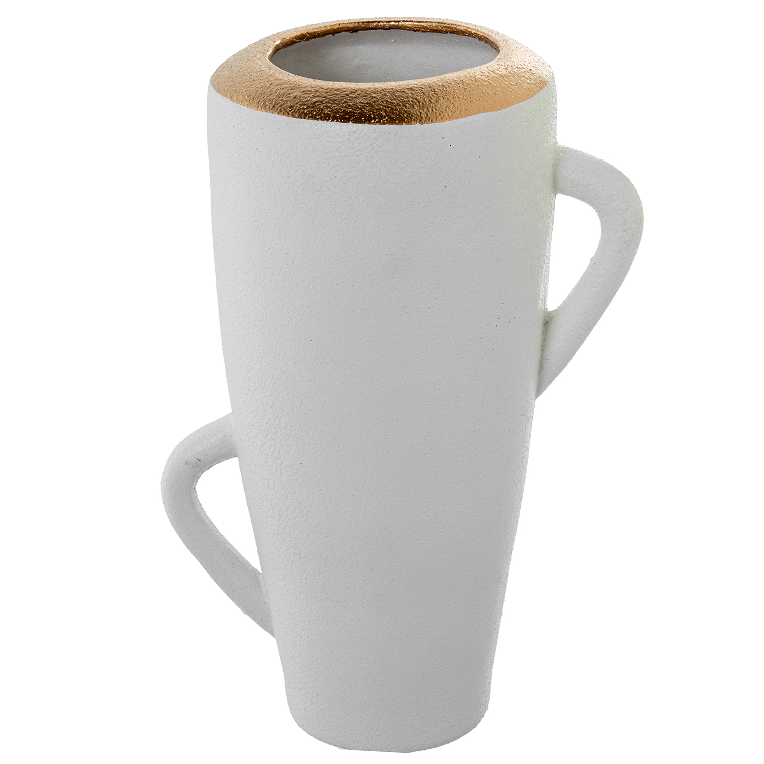 JARRÓN CERÁMICA BLANCO C/ASASCORONA BLANCO BOLAS DORADAS