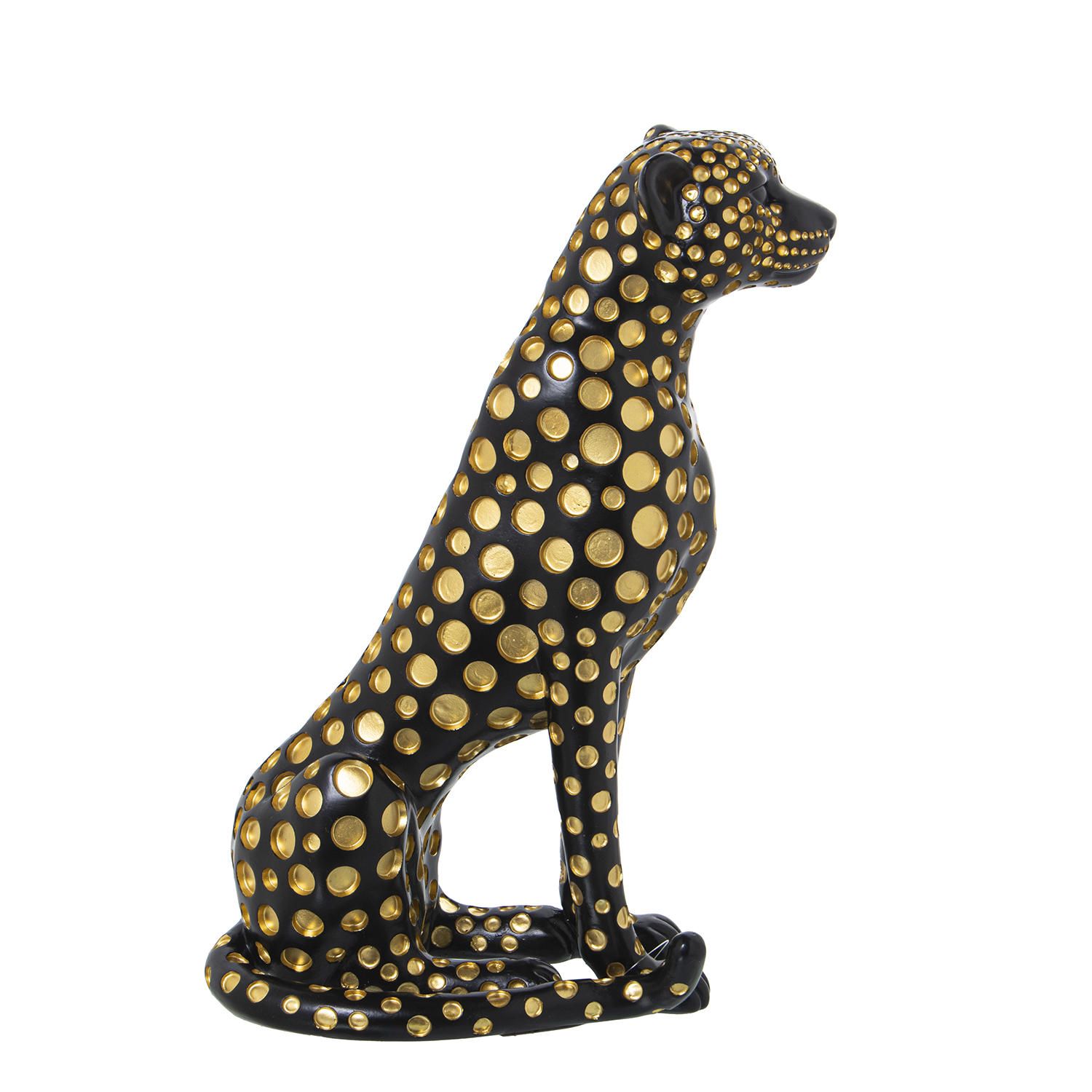 FIGURA RESINA LEOPARDO NEGRO/DORADO