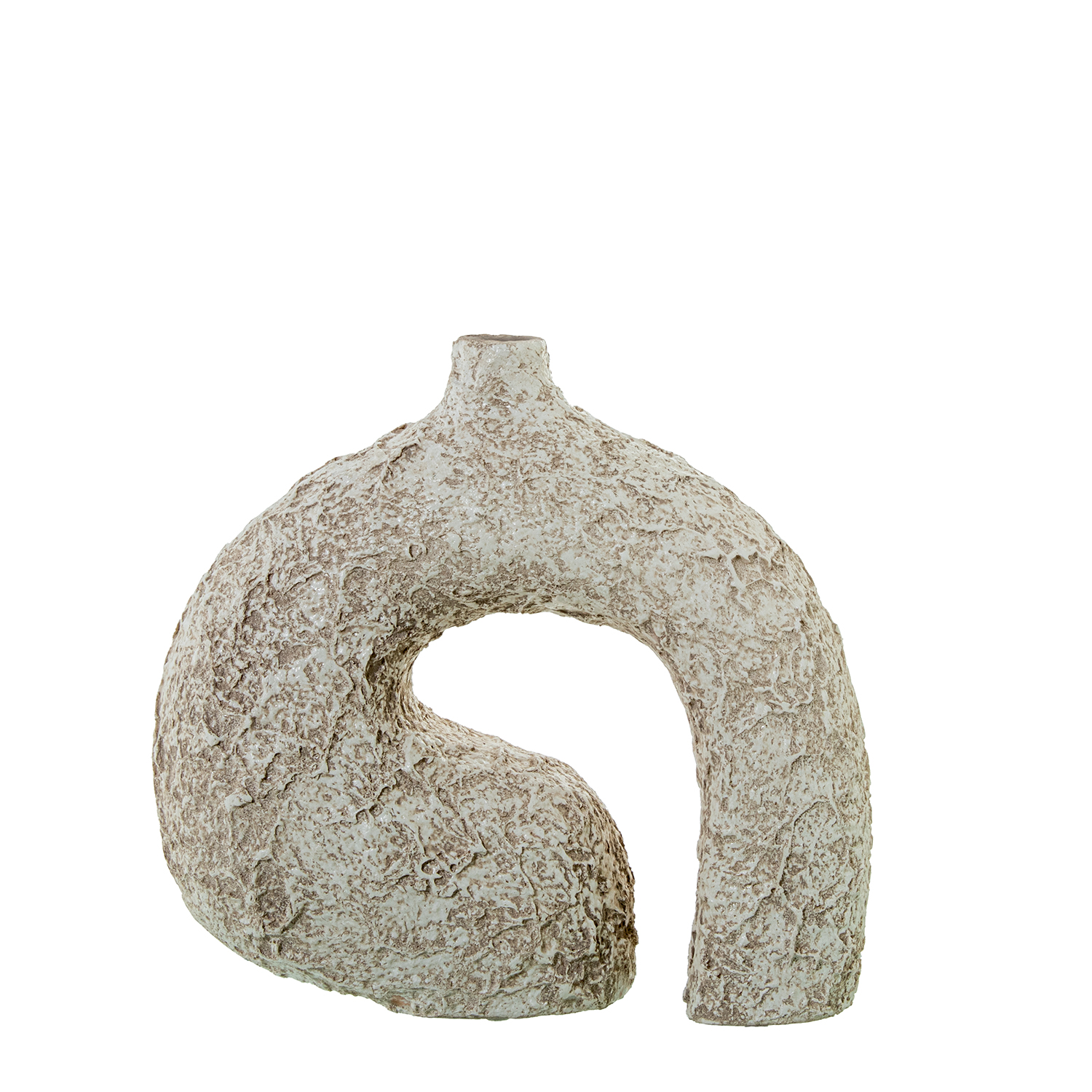 JARRON CERAMICA ABSTRACTO 30CM BLANCO RUSTICO