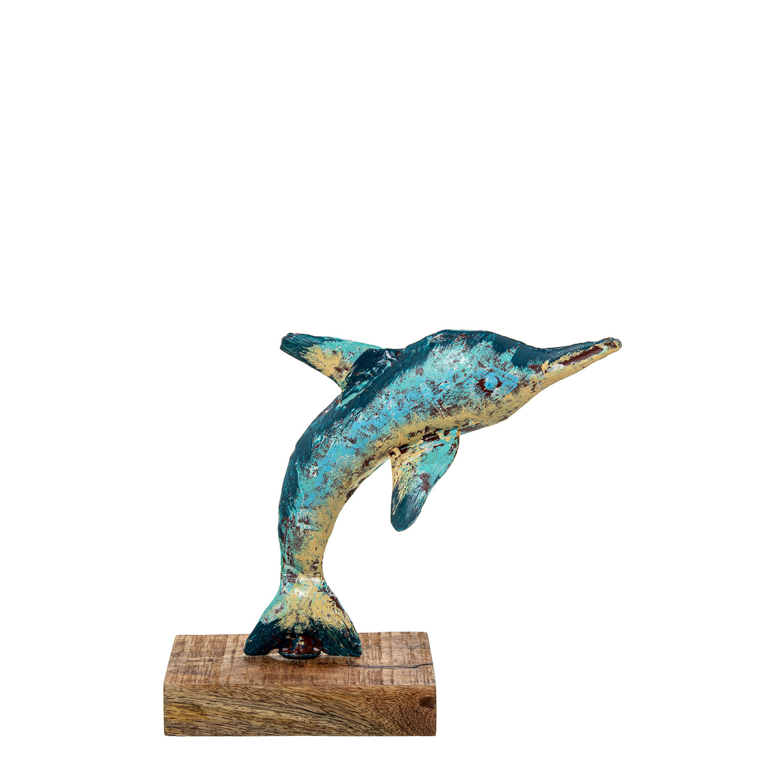 FIGURA DELFÍN HIERRO 23CM C/BAASE MADERA