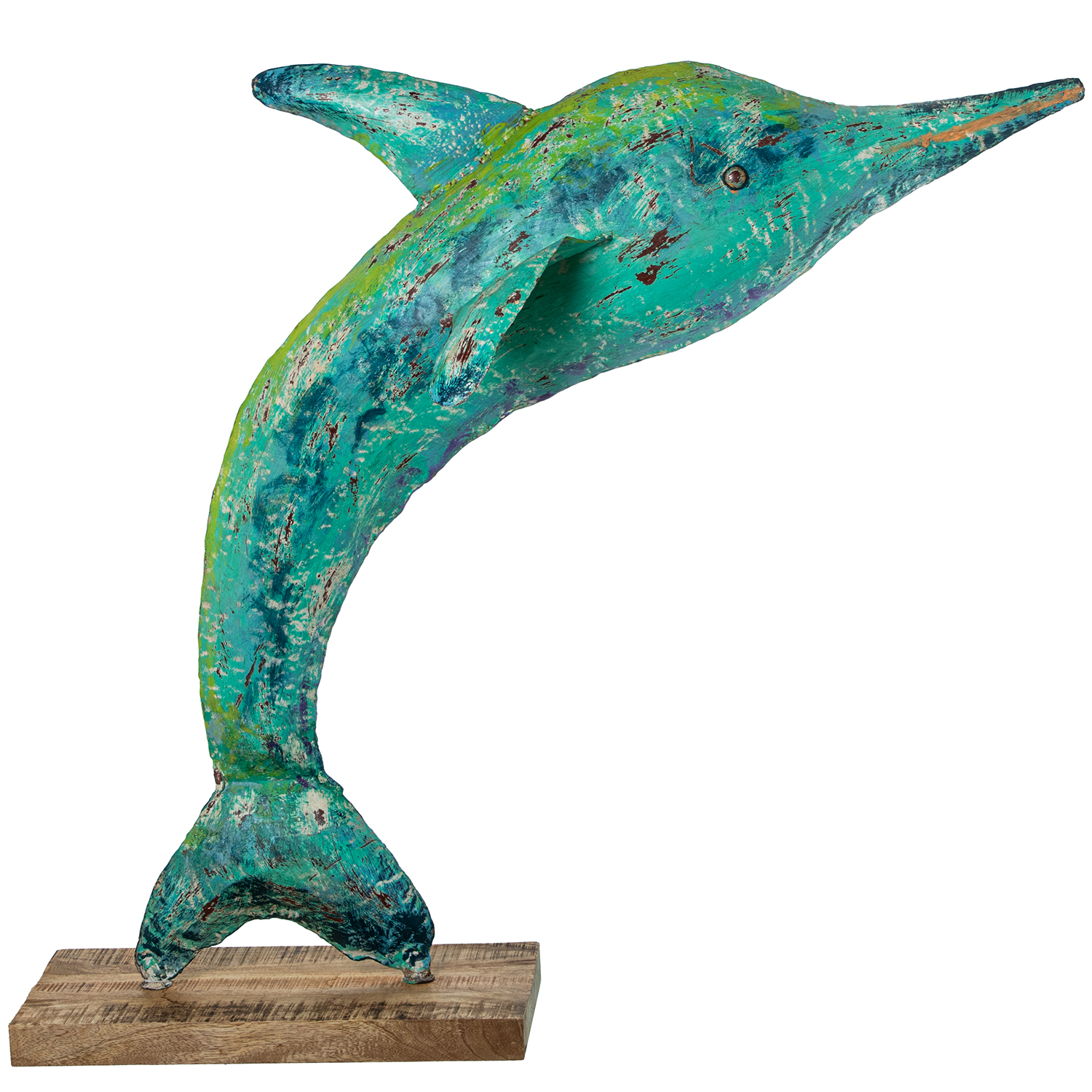 FIGURA DELFIN HIERRO 123CM C/BSE MADERA