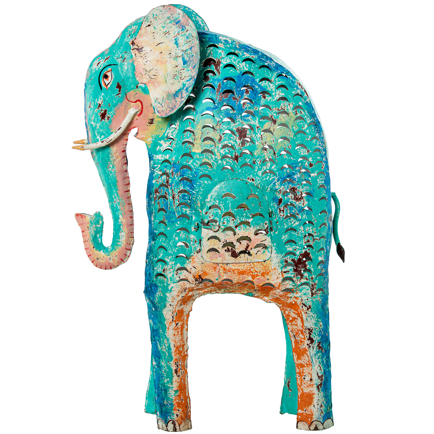FIGURA ELEFANTE HIERRO 79CM AZ 163CM C/BASE MADERA