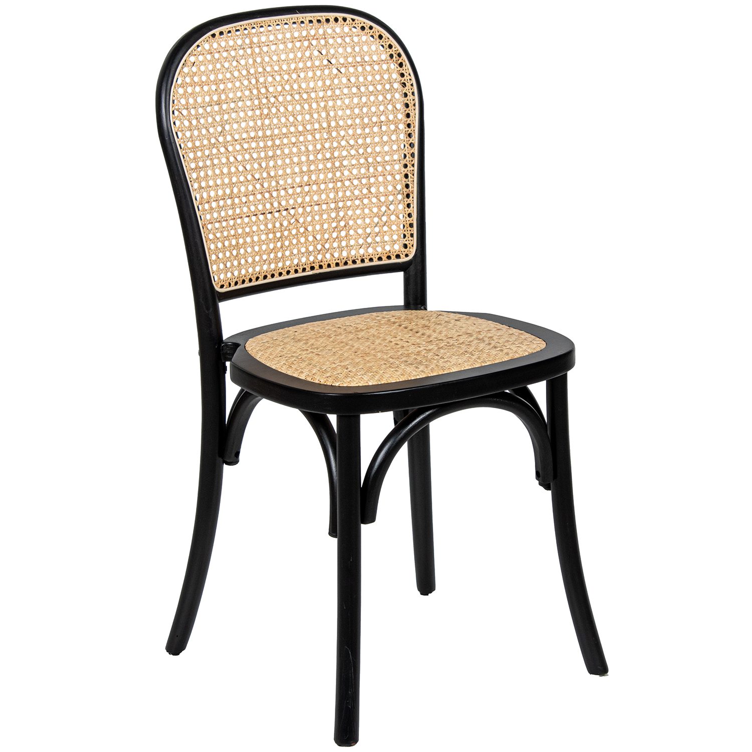 SILLA MADERA HAYA NEGRA C/ASIEIENTO Y ESPALDAR DE RATÁN