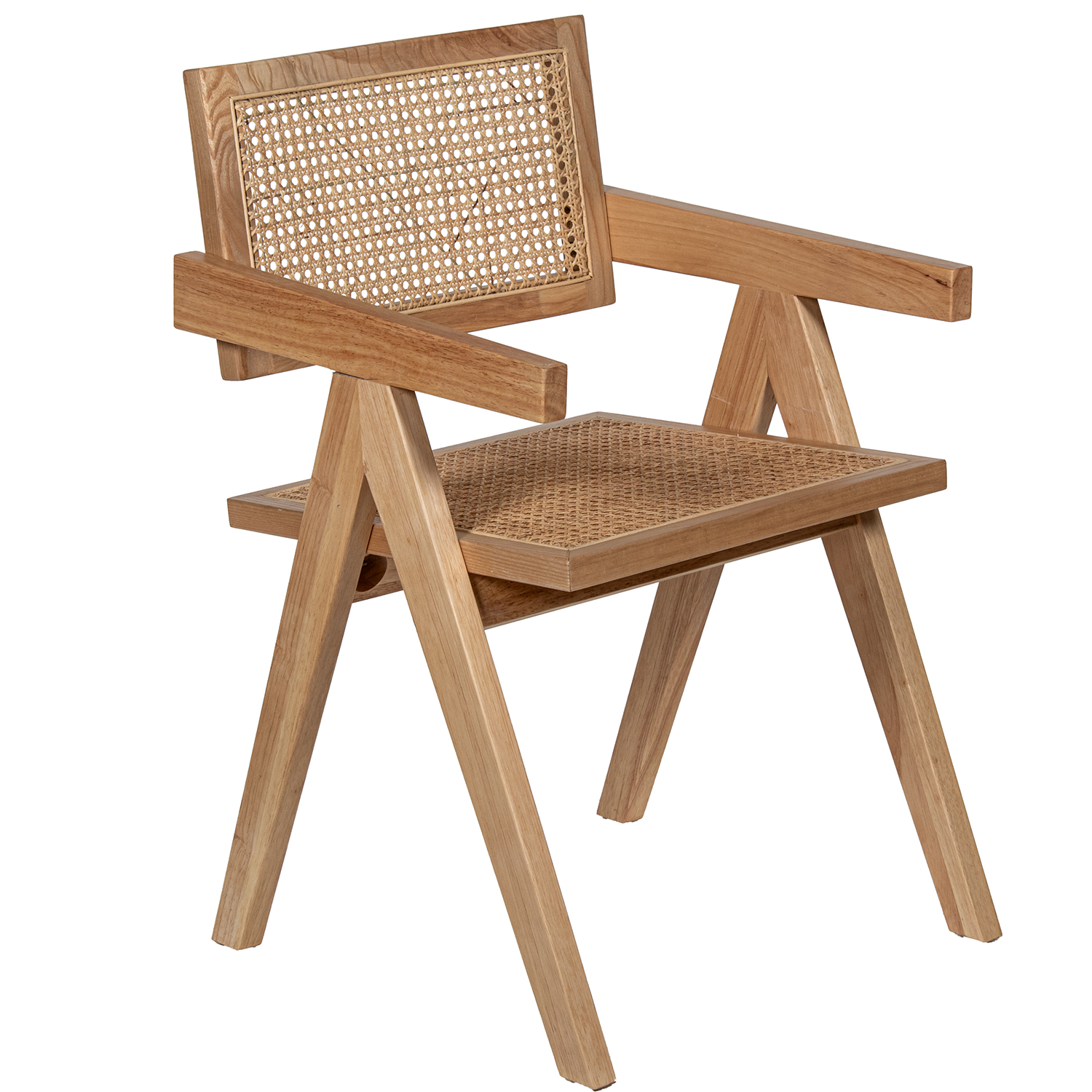 SILLA C/BRAZOS MADERA CAUCHO/NEGRA ASIENTO DE CUERDA
