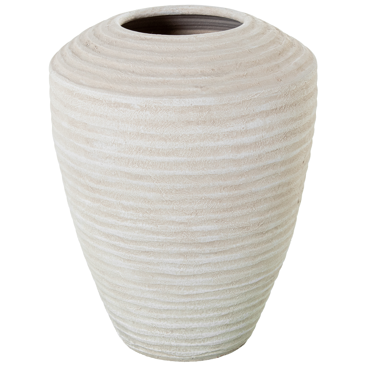 JARRÓN CERÁMICA 40CM BEIGE ARE ASIENTO DE CUERDA