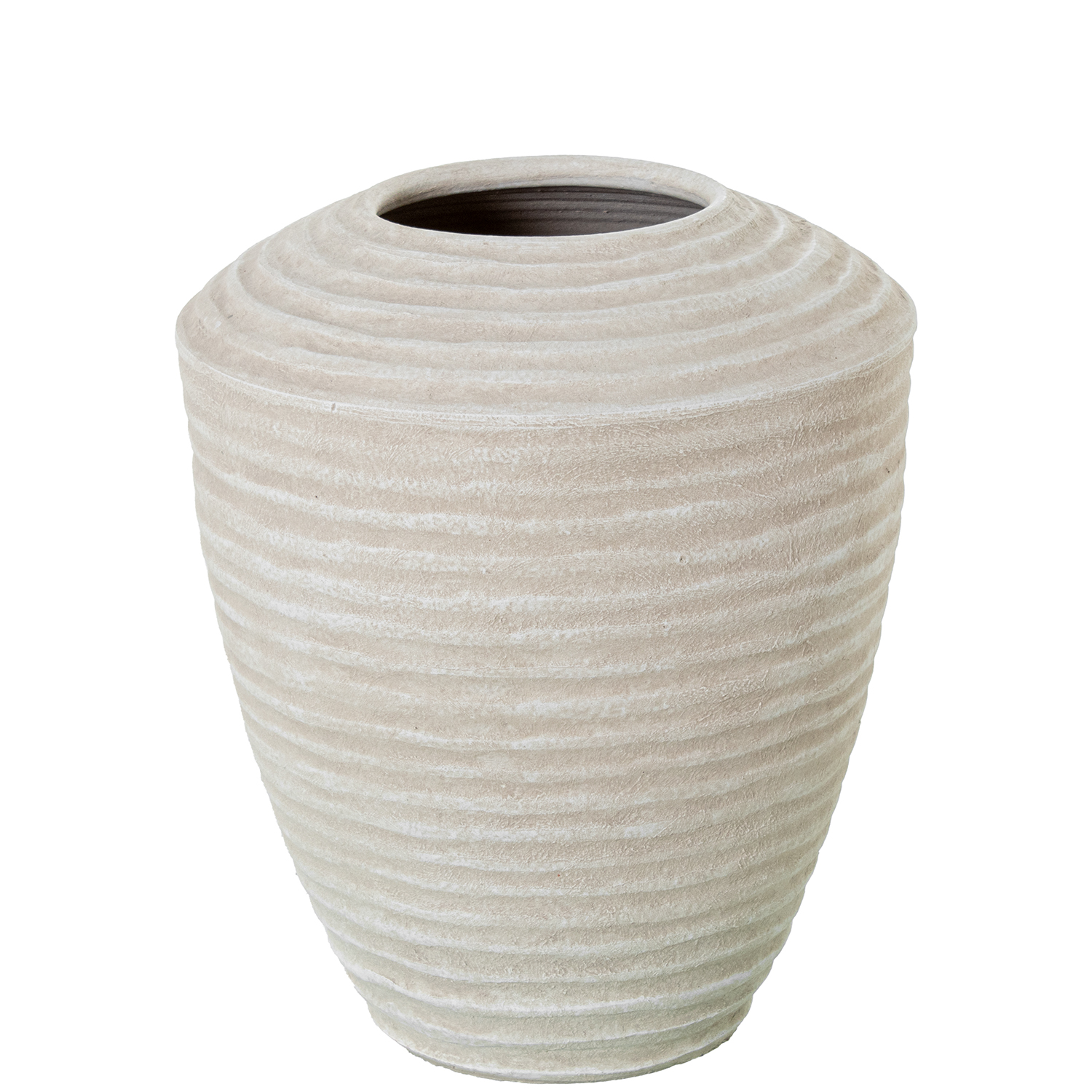 JARRÓN CERÁMICA 35CM BEIGE ARENA ONDULADO