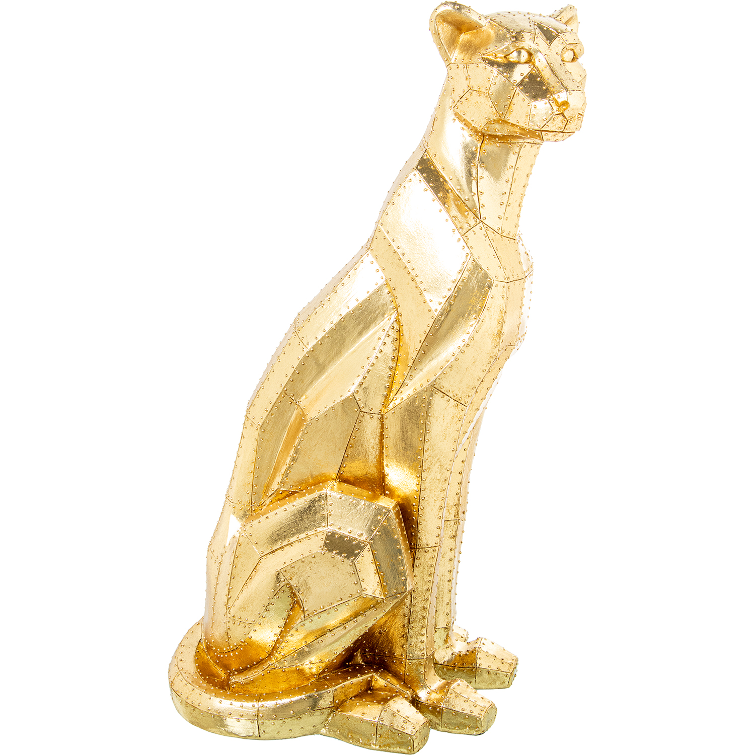 FIGURA RESINA LEOPARDO DORADOPERFIL BLANCO