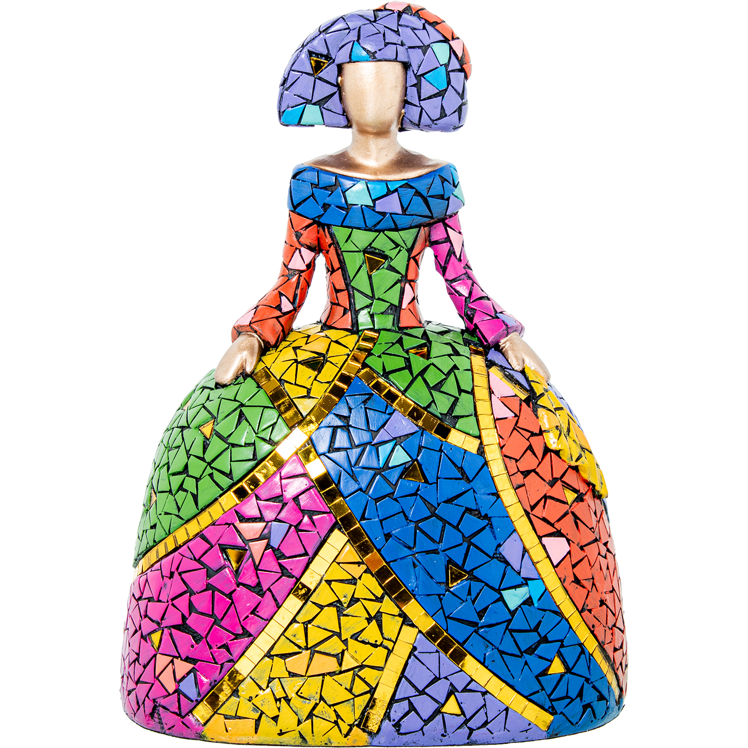 FIGURA MENINA 24CM RESINA MOSAICO COLORES