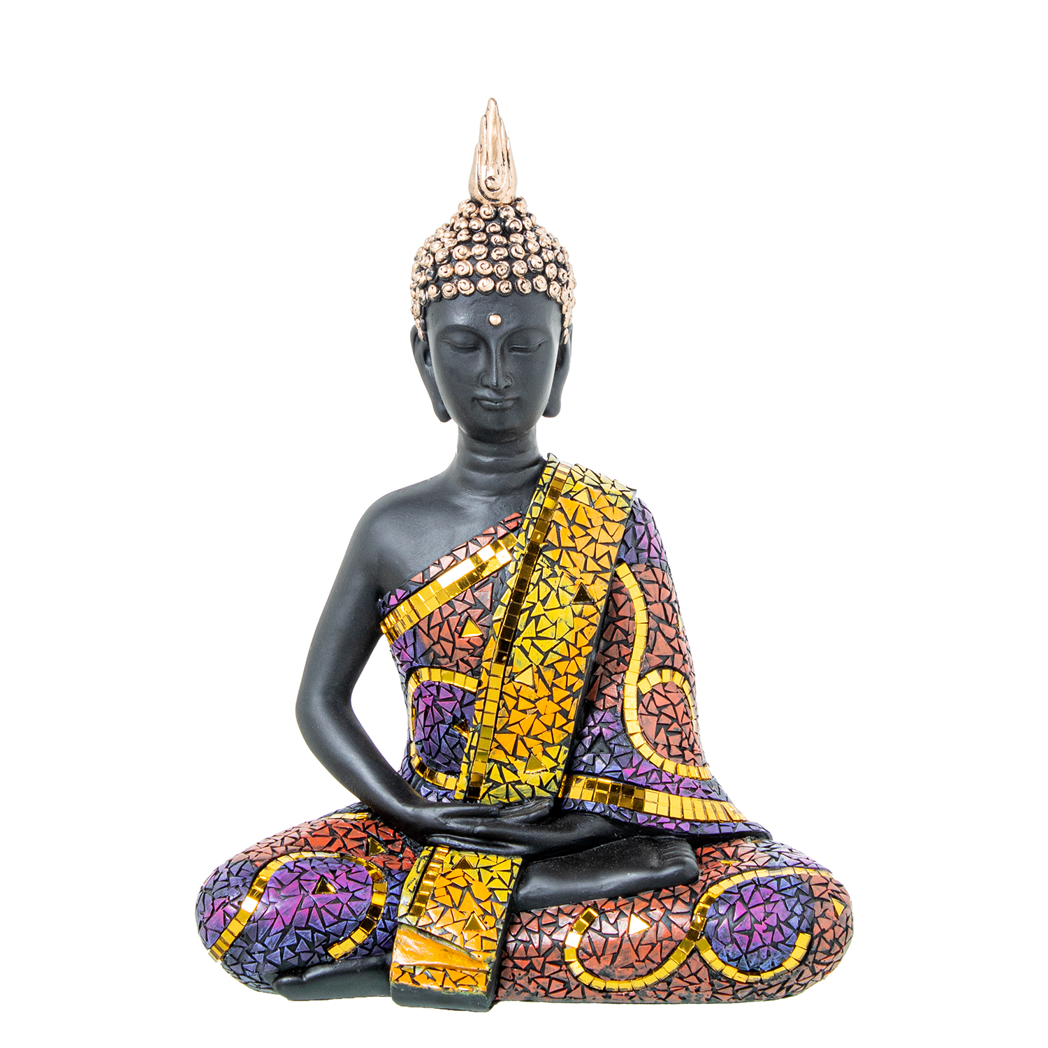 FIGURA RESINA BUDA MOSAICO COLORES