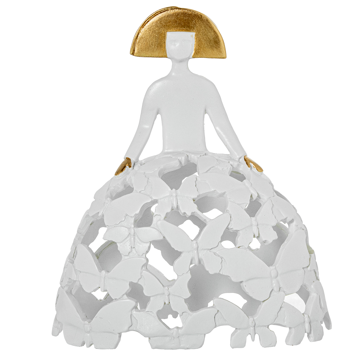 FIGURA MENINA 23CM RESINA BLANCA CALADA